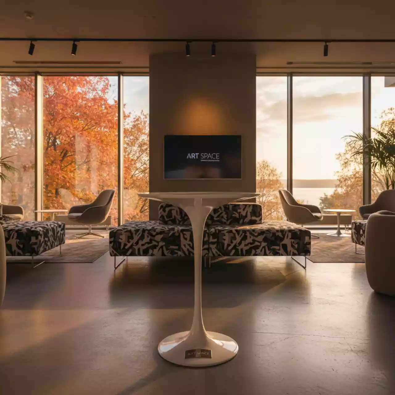 Аренда Стол коктейльный Tulip White d 70 в санатории «Заполярье» — ART SPACE