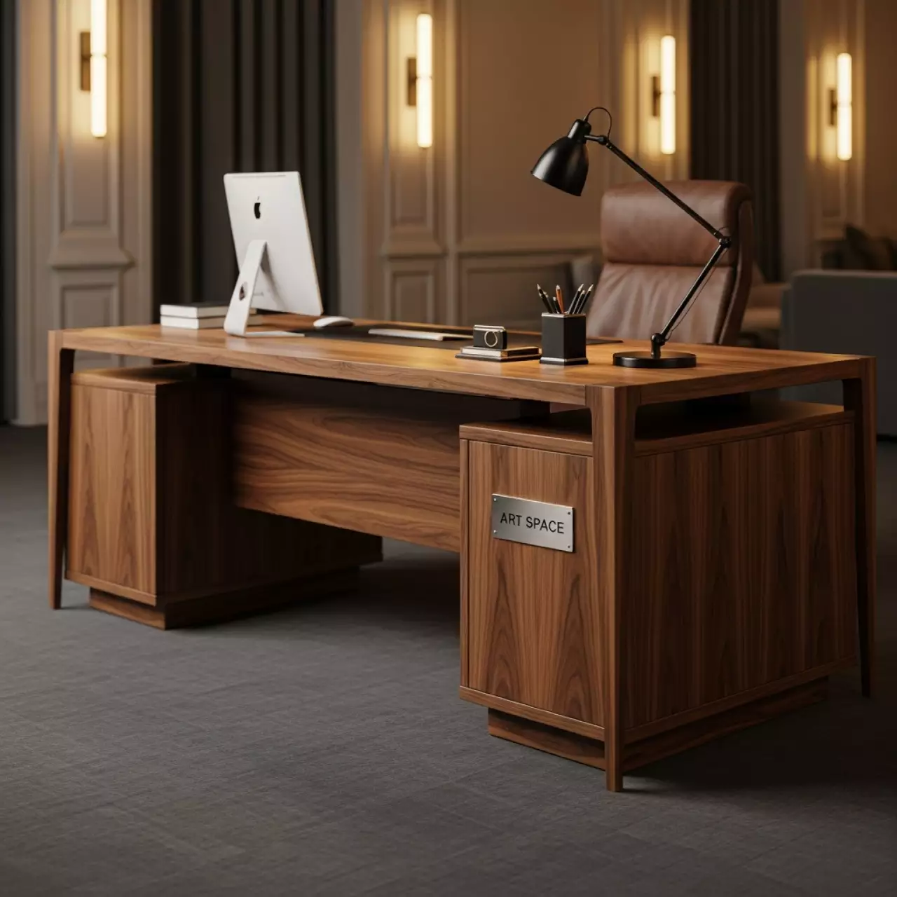 Аренда Стол компьютерный Ньюарк орех итальянский в Karat Resort — ART SPACE