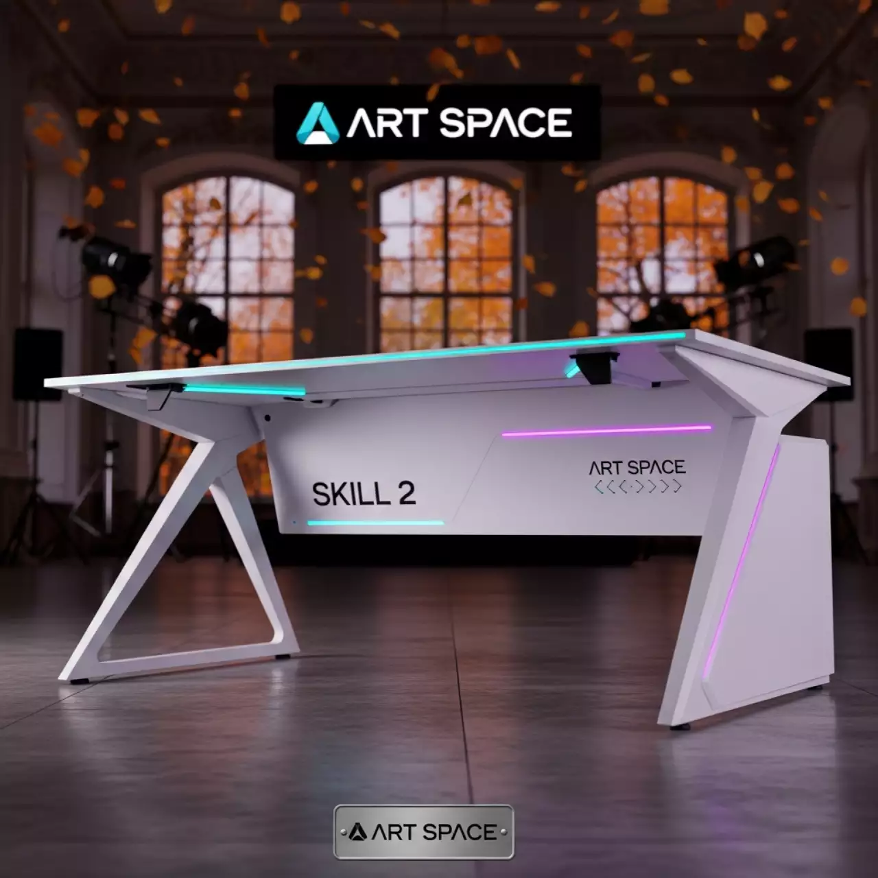 Аренда Стол компьютерный SKILL 2 160х65х917 белый в усадьбе Голицына — ART SPACE