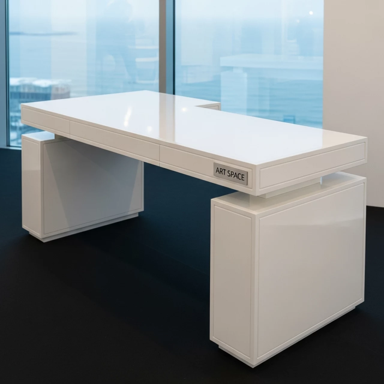 Аренда Стол компактный правый белый 140х120 на территории Морпорта Сочи — ART SPACE