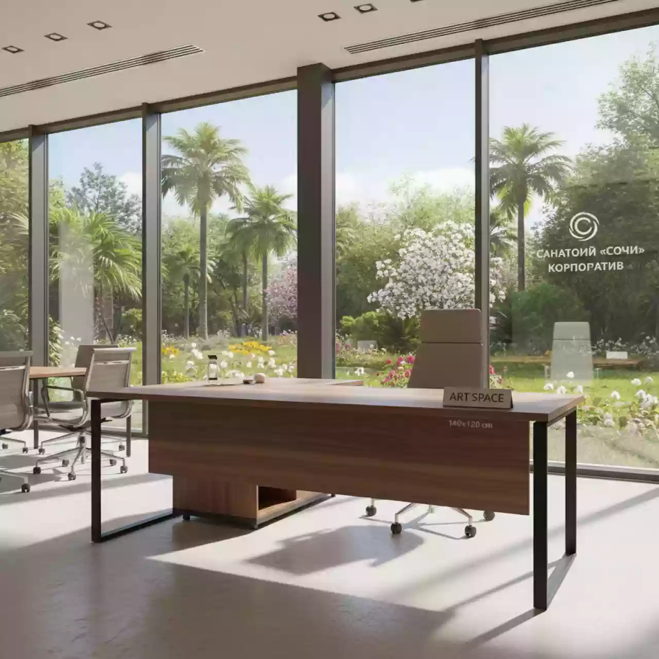 Аренда Стол компактный правый орех 140х120 см в санатории «Сочи» — ART SPACE