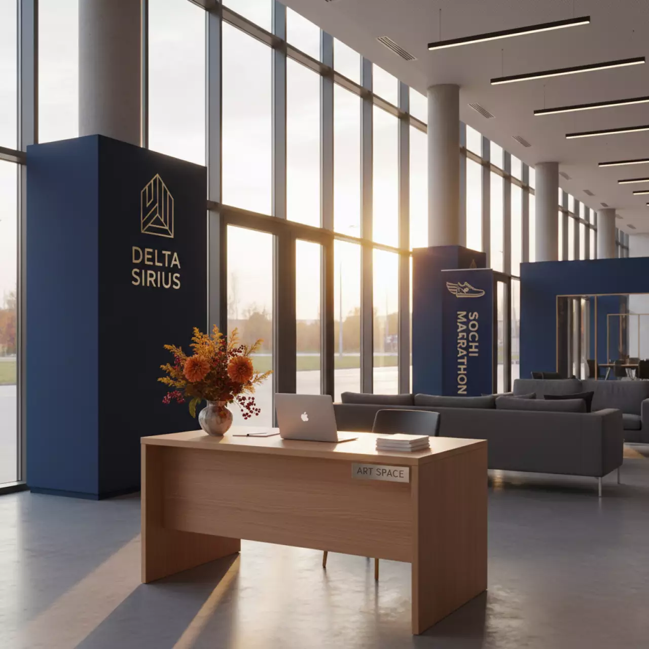 Аренда Стол компактный правый ясень шимо 160х120 в Delta Sirius — ART SPACE