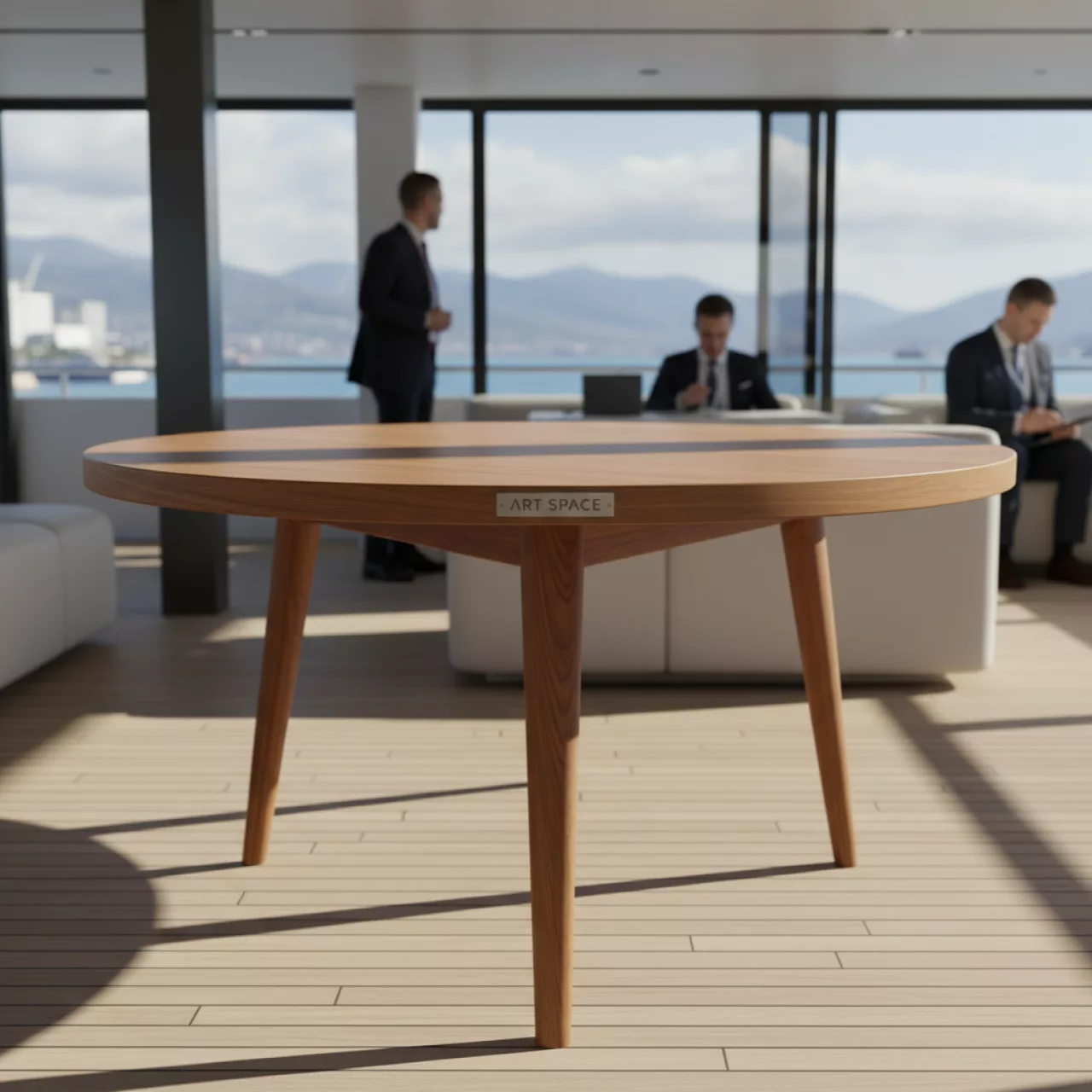 Аренда Стол коричневый круглый Backstage d 120 см на VIP-яхте (Имеретинский порт) — ART SPACE