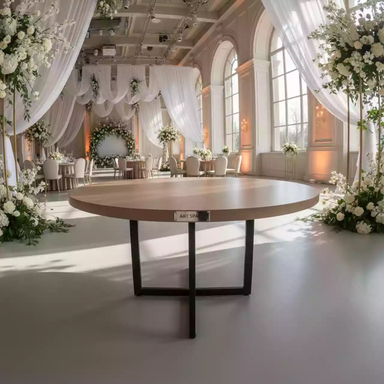 Аренда Стол круглый 80 капучино DECO в ледовом дворце «Роза Хутор» — ART SPACE