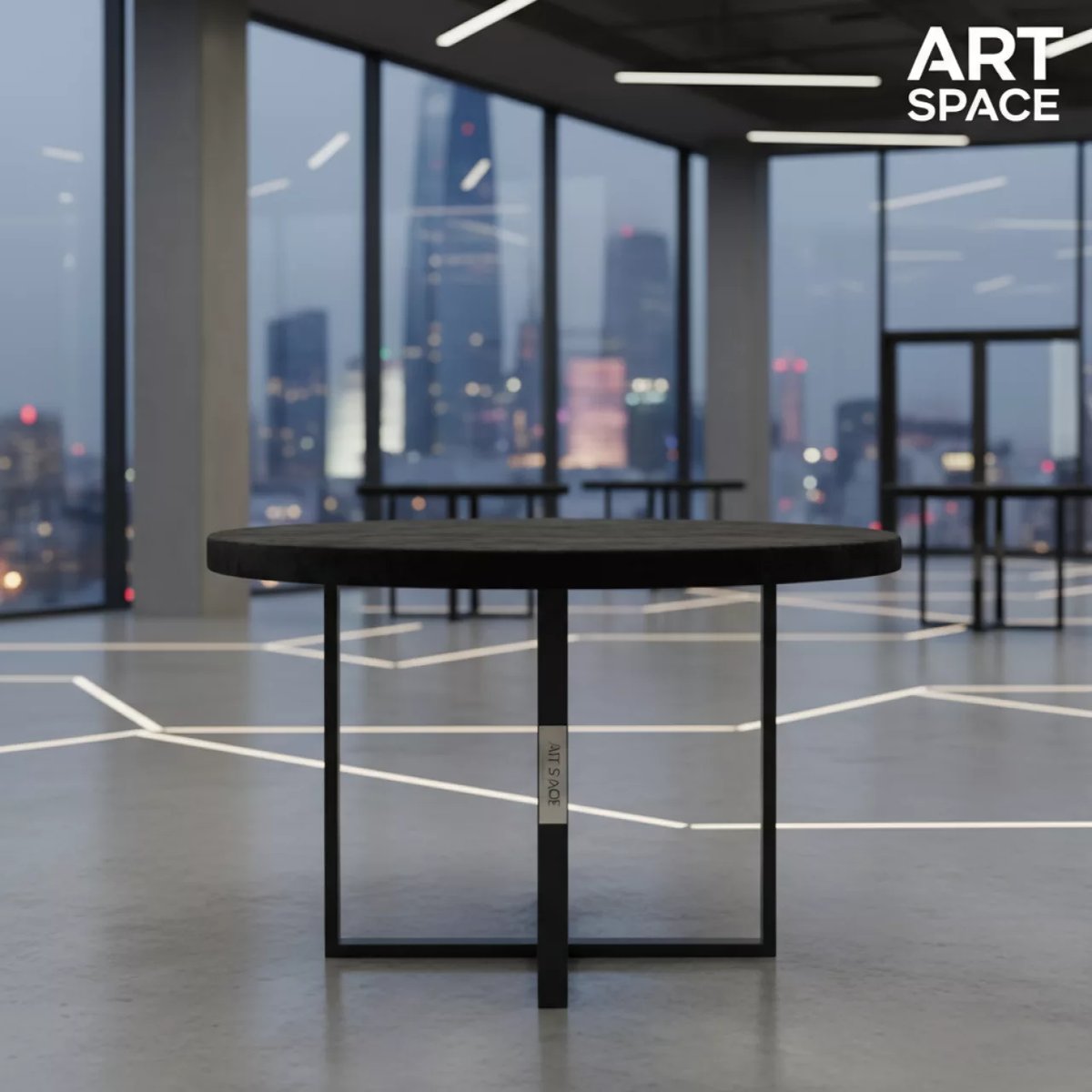 Аренда Стол круглый Арис бархат черный в VK Stadium Sirius — ART SPACE