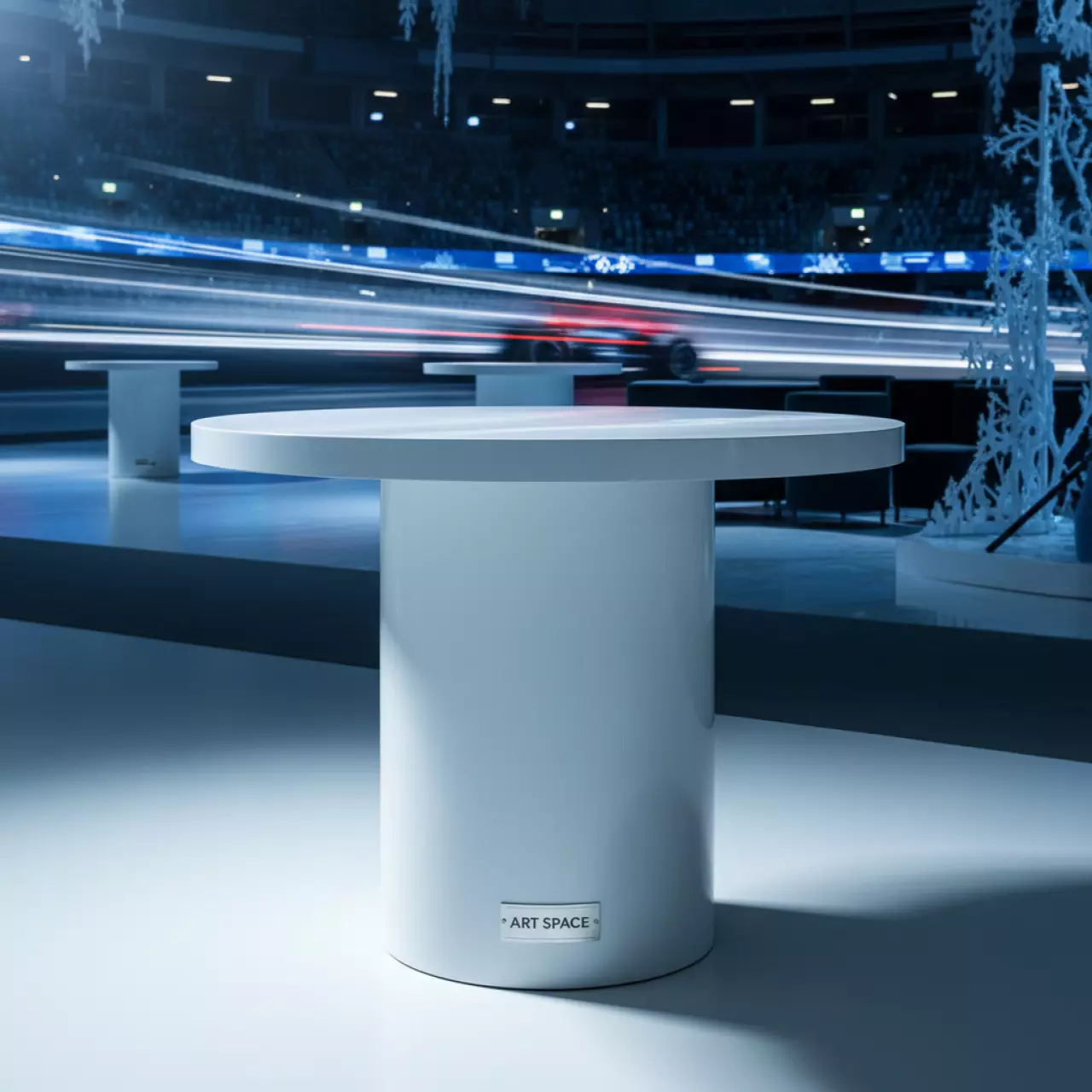 Аренда Стол круглый Backstage белый D 70 см в ледовом дворце «Большой» — ART SPACE