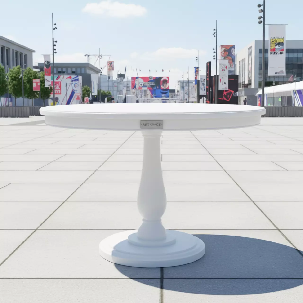 Аренда Стол круглый белый 120 см на Медальной площади — ART SPACE