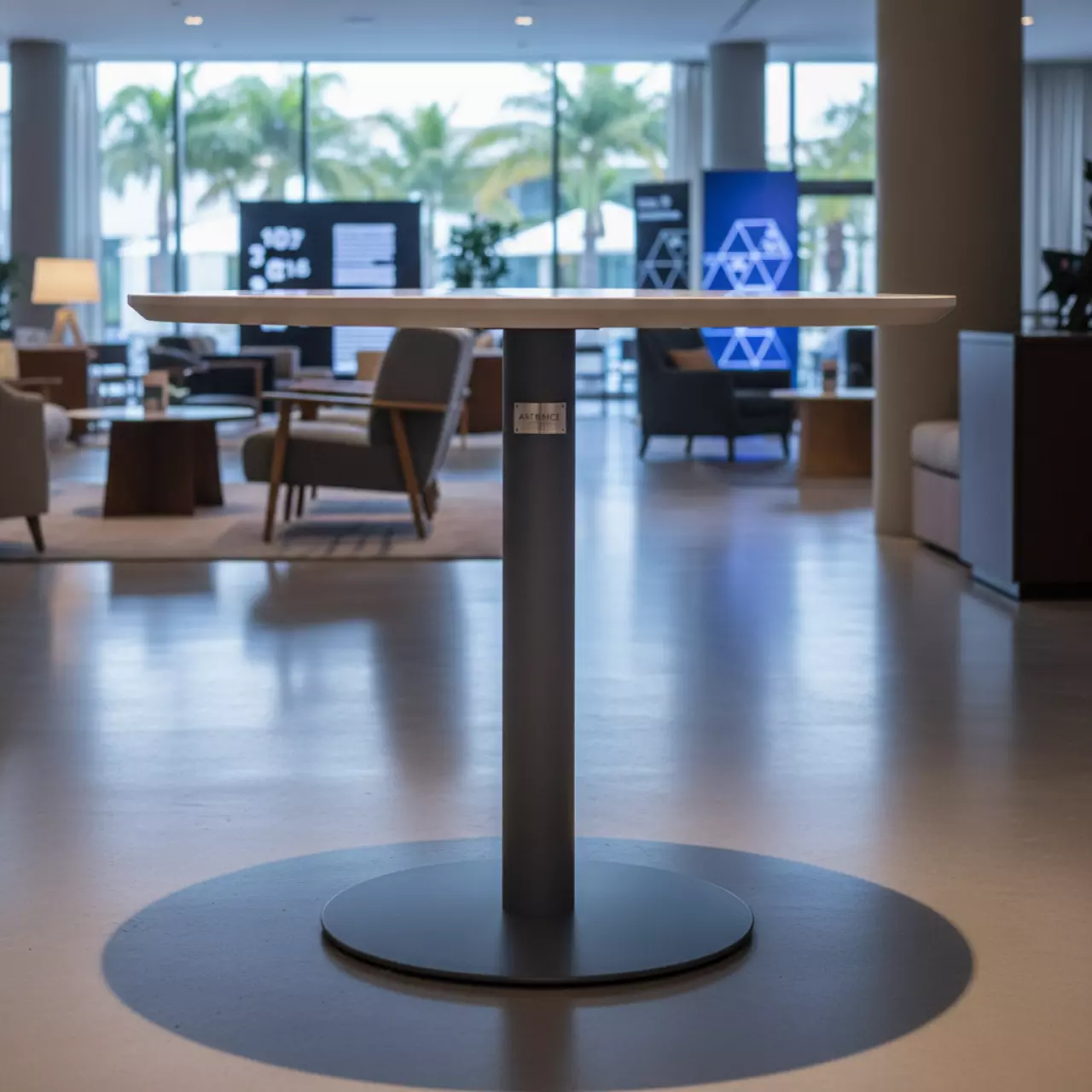 Аренда Стол круглый белый антрацит диаметр 90 см в Novotel Resort — ART SPACE