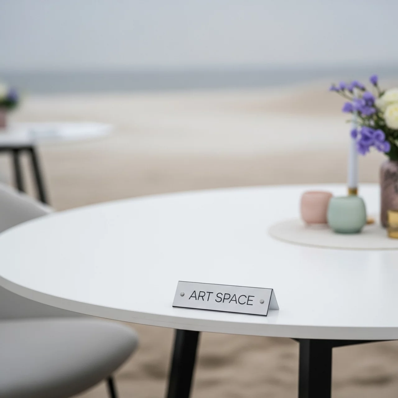 Аренда Стол круглый белый D 70 см на пляже «Мандарин» — ART SPACE