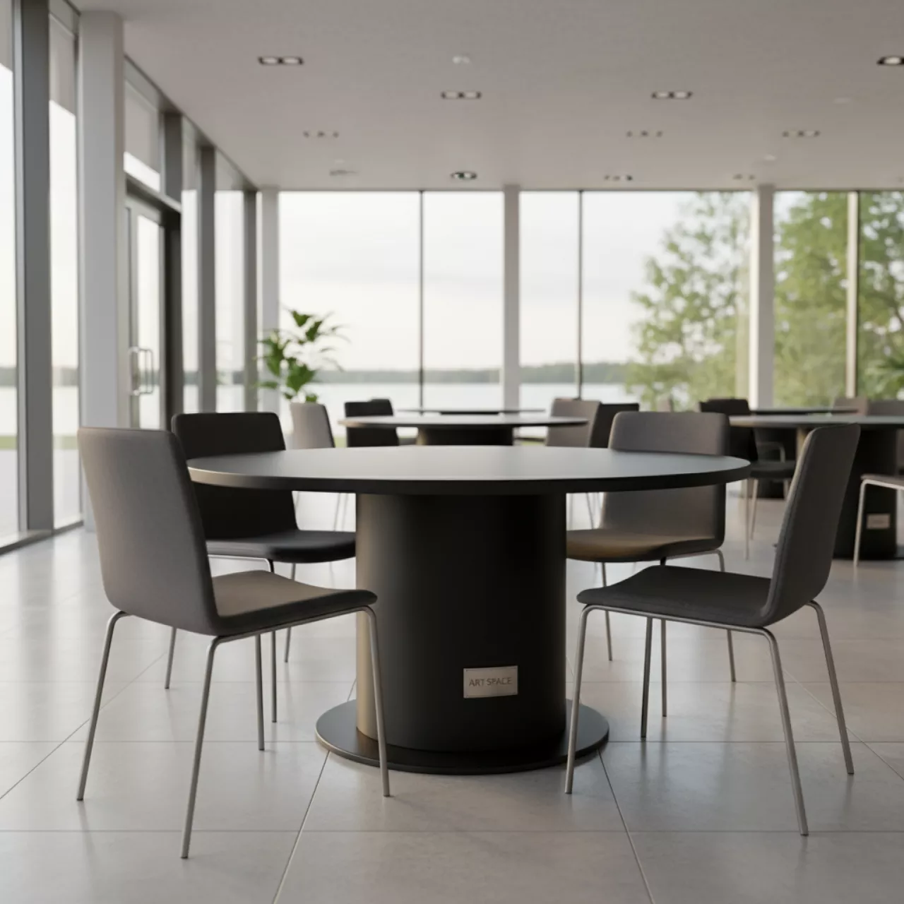 Аренда Стол круглый черный 90 см в ресторане «Voda» — ART SPACE