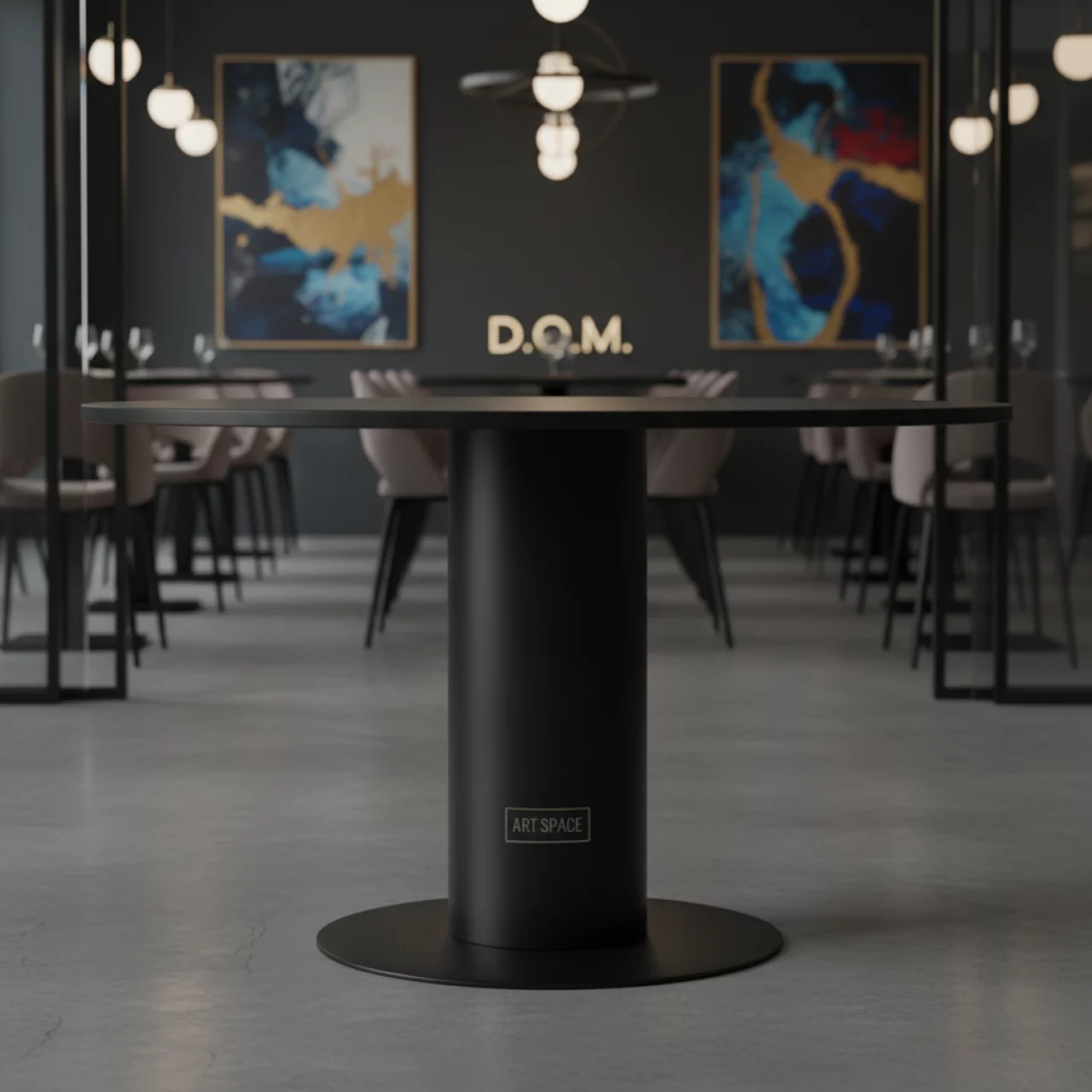 Аренда Стол круглый черный Backstage диаметр 70 см в ресторане «D.O.M» — ART SPACE