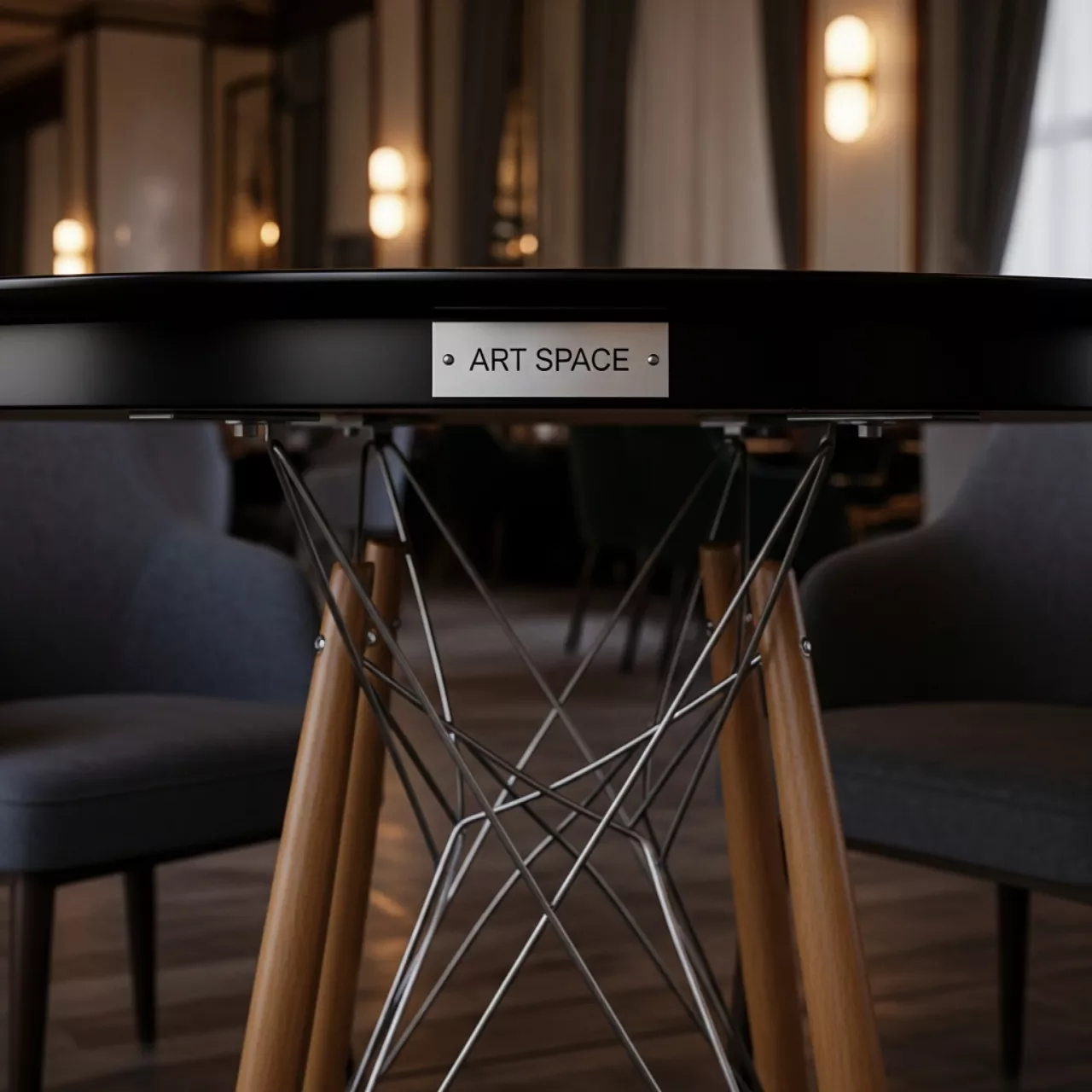 Аренда Стол круглый черный Eames DSW 80 см в Гранд Отель Поляна — ART SPACE