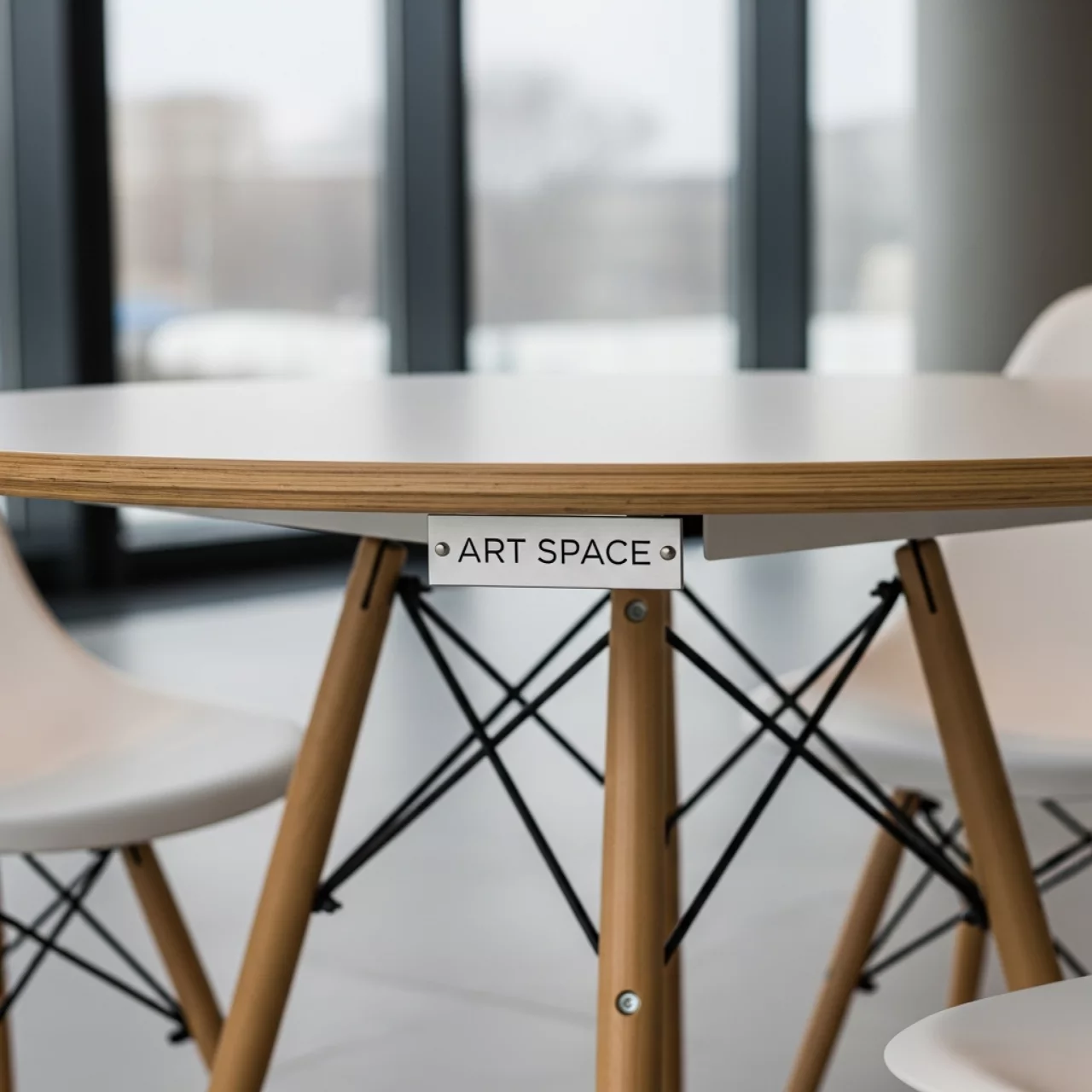 Аренда Стол круглый Eames white & wood диаметр 90 см в Stella di Mosca — ART SPACE