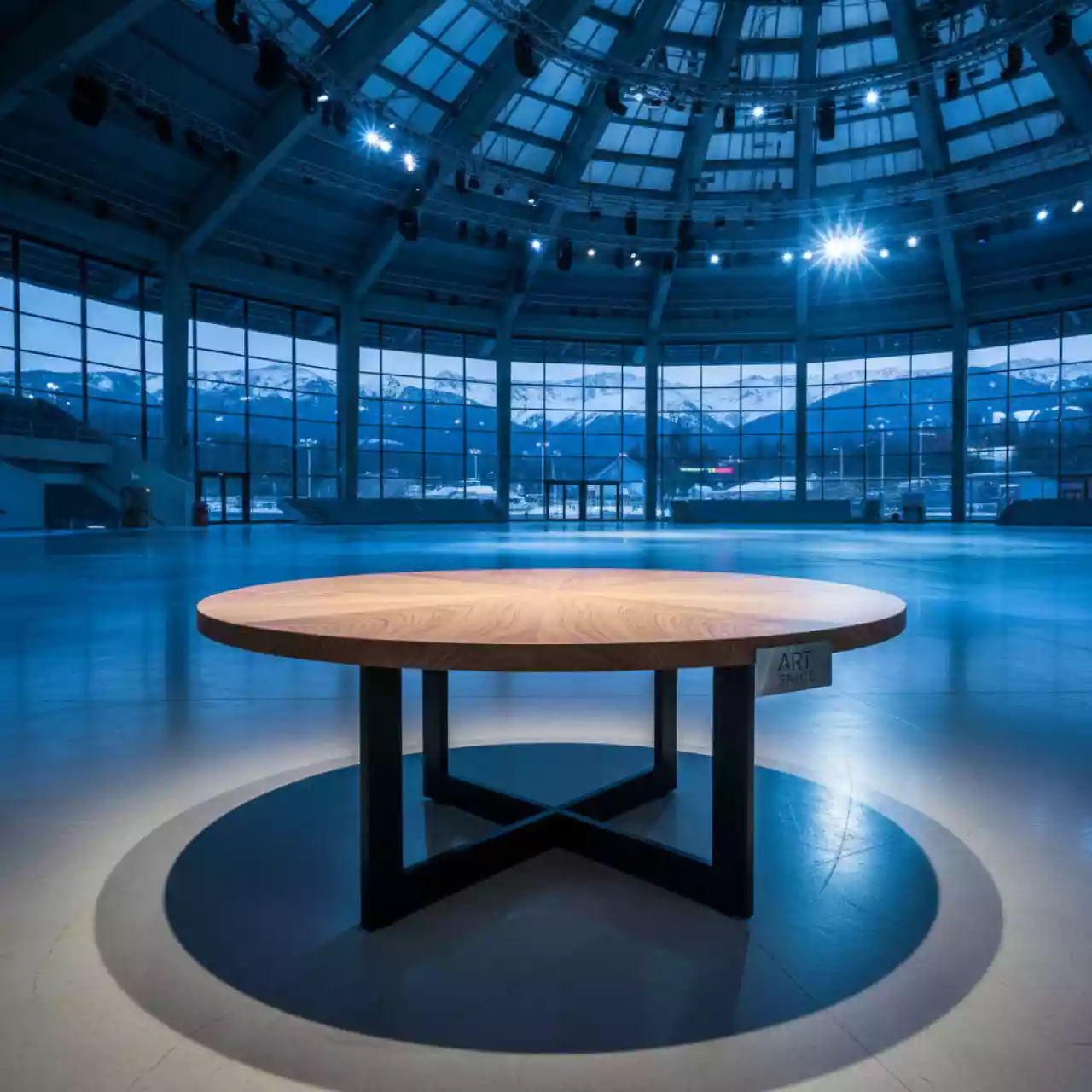 Аренда Стол круглый INSTAM D 80 металл дерево в Ледовом дворце «Айсберг» — ART SPACE