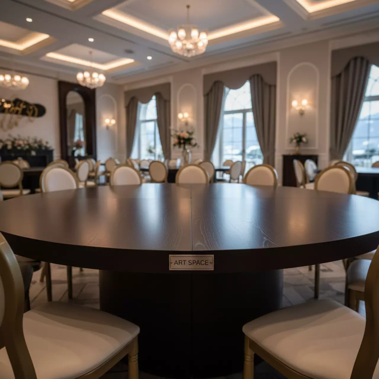 Аренда Стол круглый коричневый 180 см в Golden Tulip Rosa Khutor — ART SPACE