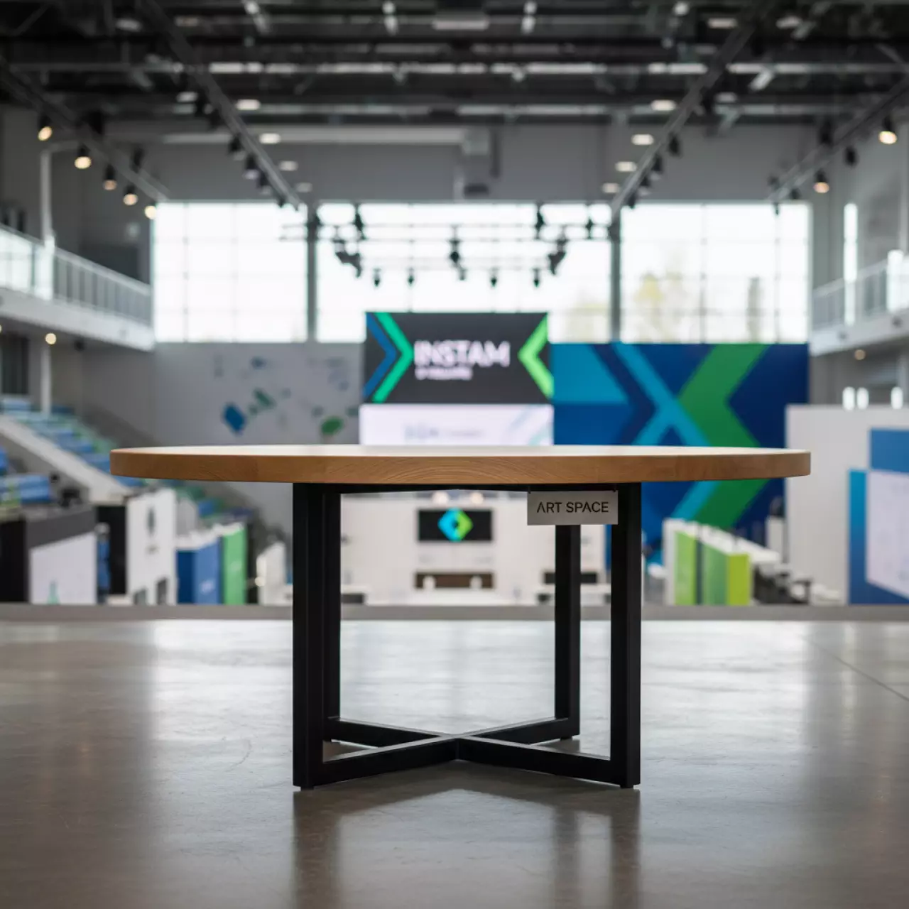 Аренда Стол круглый металл дерево INSTAM D 80 SQUARE в ледовой арене «Шайба» — ART SPACE