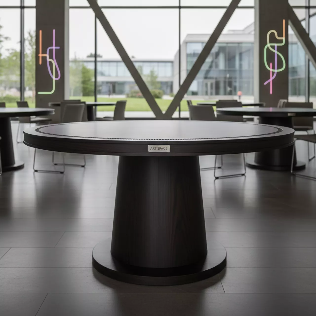 Аренда Стол круглый Милан диаметр 100 см лента эбен в Gamma Sirius — ART SPACE