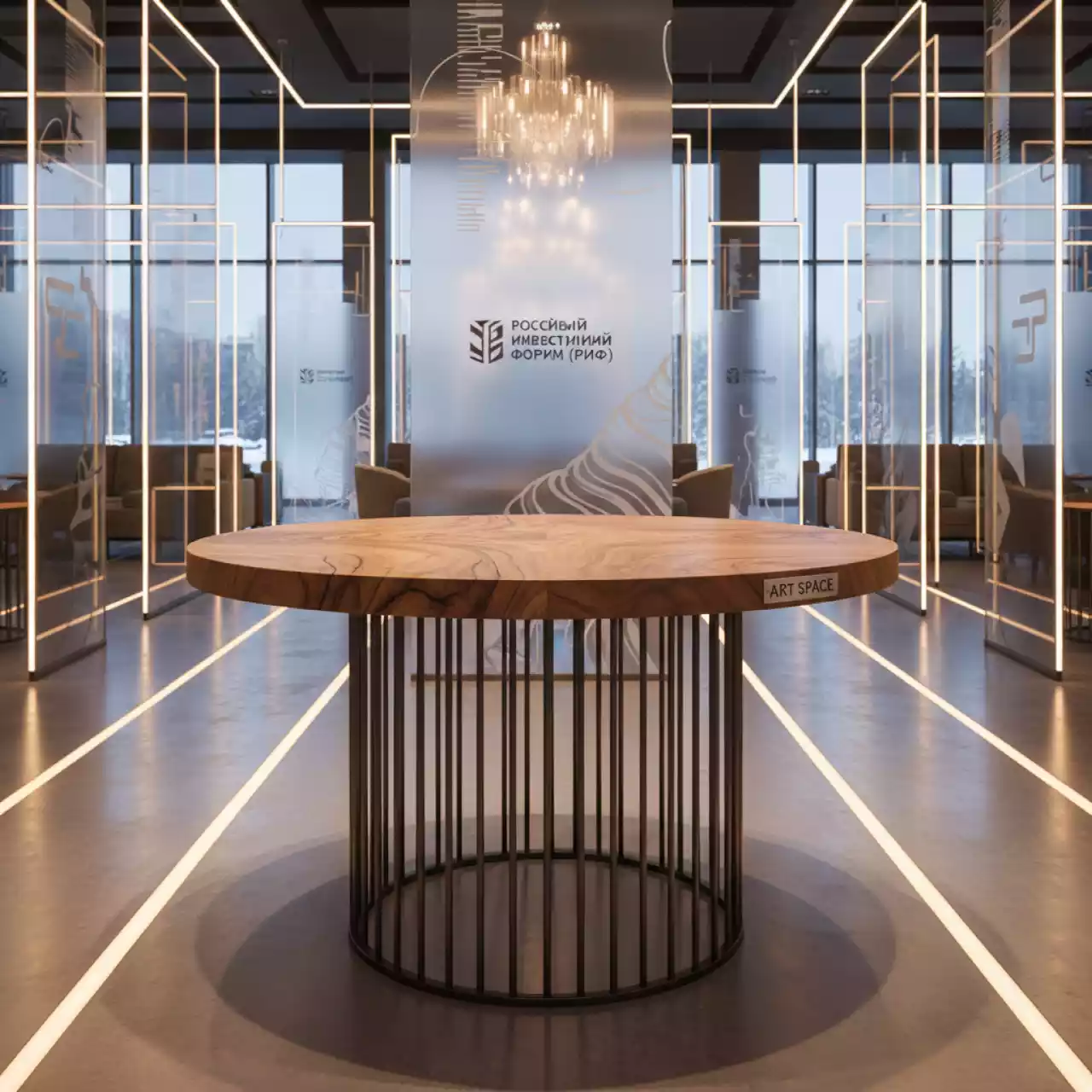 Аренда Стол круглый Милан диаметр 100 см пруток лиственница в Red Arena — ART SPACE