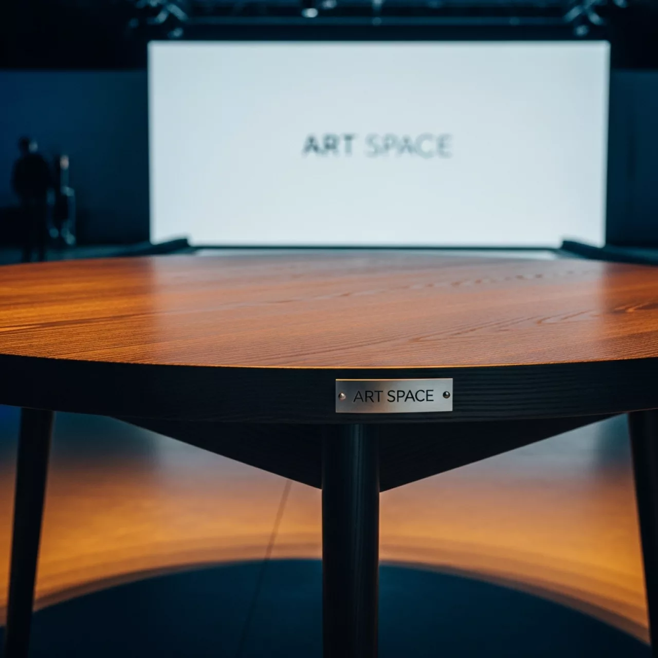 Аренда Стол круглый Милан диаметр 140 см полукруглый С профиль мореный дуб в Керлинговом центре «Ледяной куб» — ART SPACE