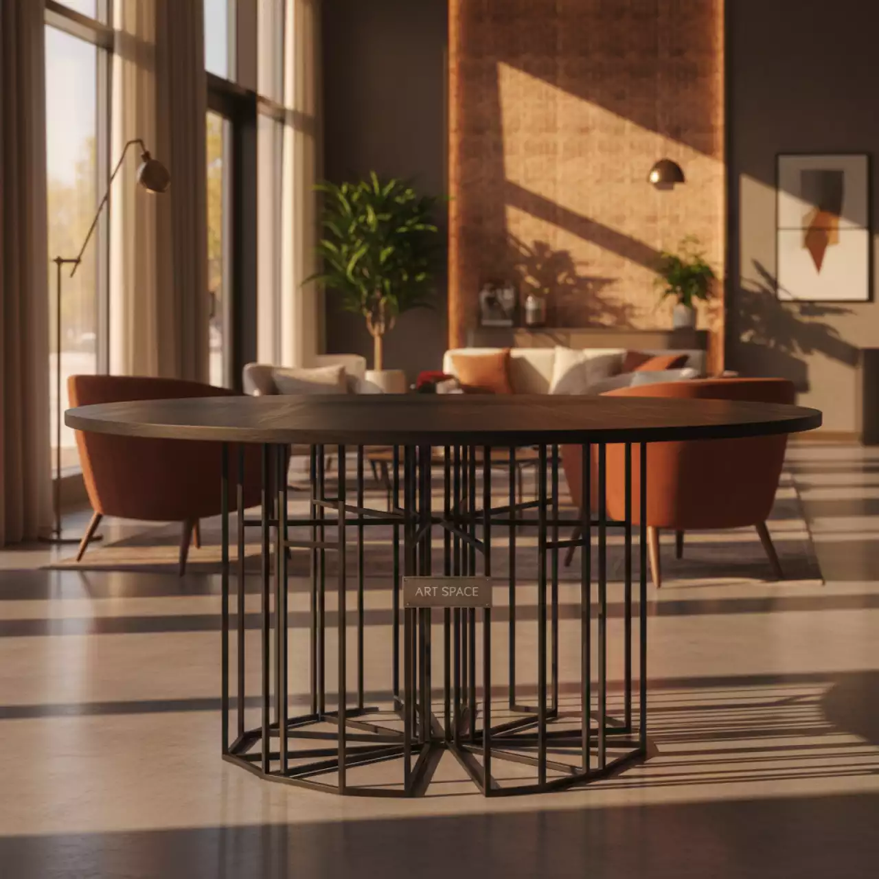 Аренда Стол круглый Милан диаметр 140 см пруток эбен в Green Flow Hotel — ART SPACE