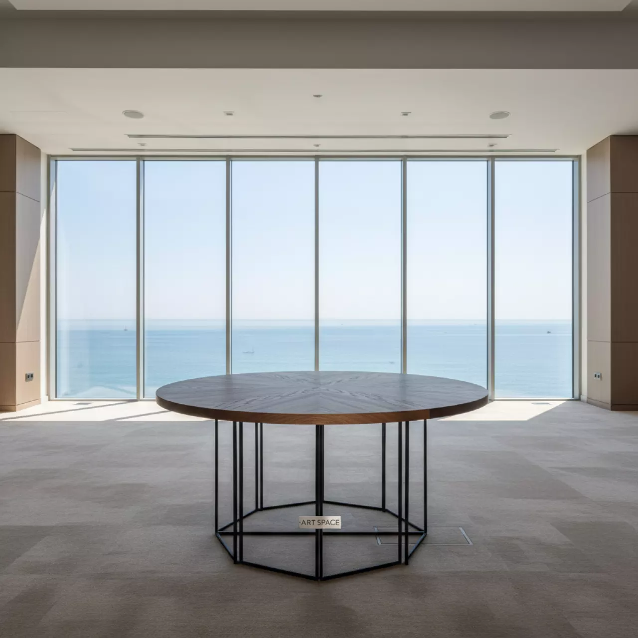 Аренда Стол круглый Милан диаметр 70 см пруток мореный дуб в комплексе Sea Galaxy — ART SPACE