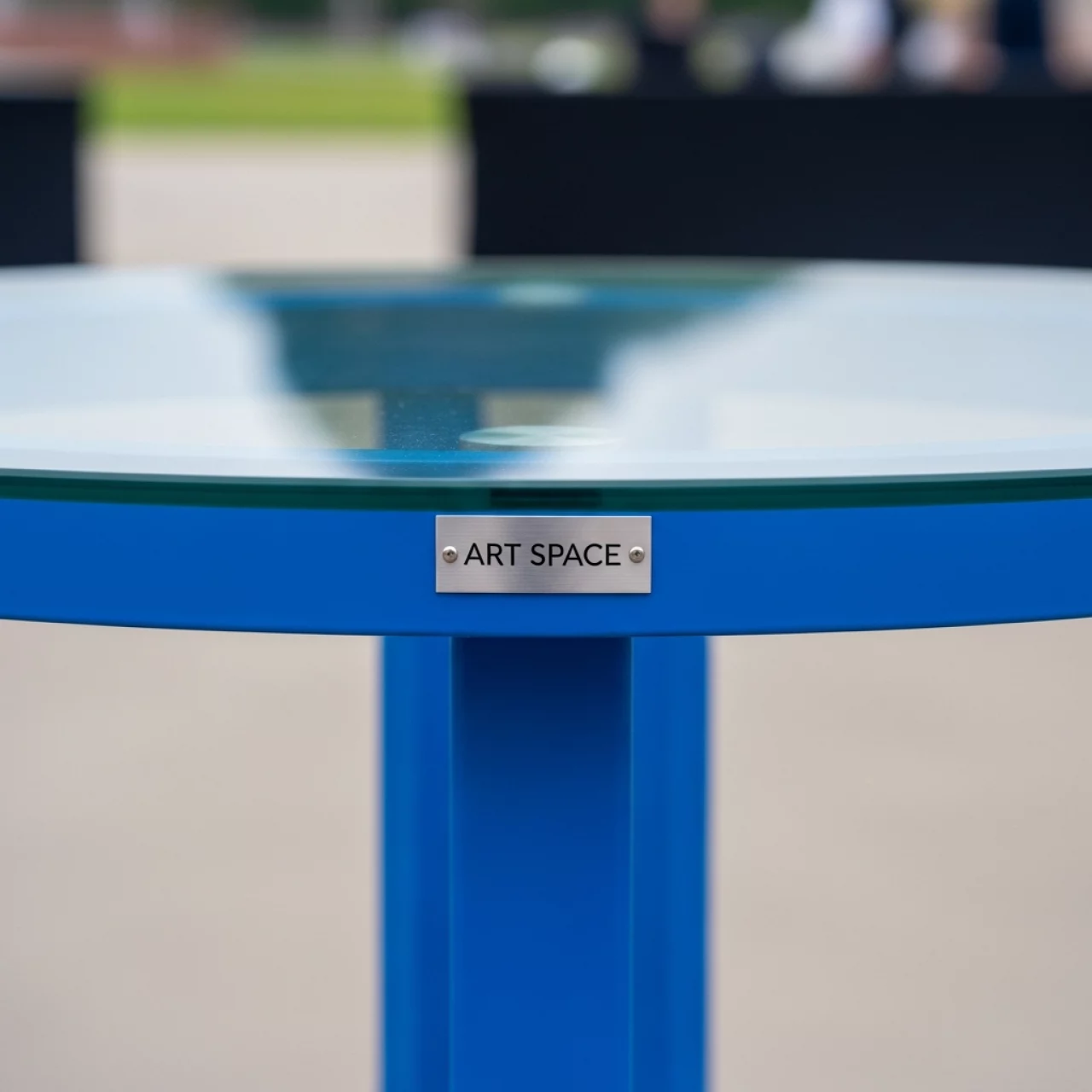 Аренда Стол круглый стеклянный Rozana диаметр 70 см синий в Маринс Парк Отеле — ART SPACE