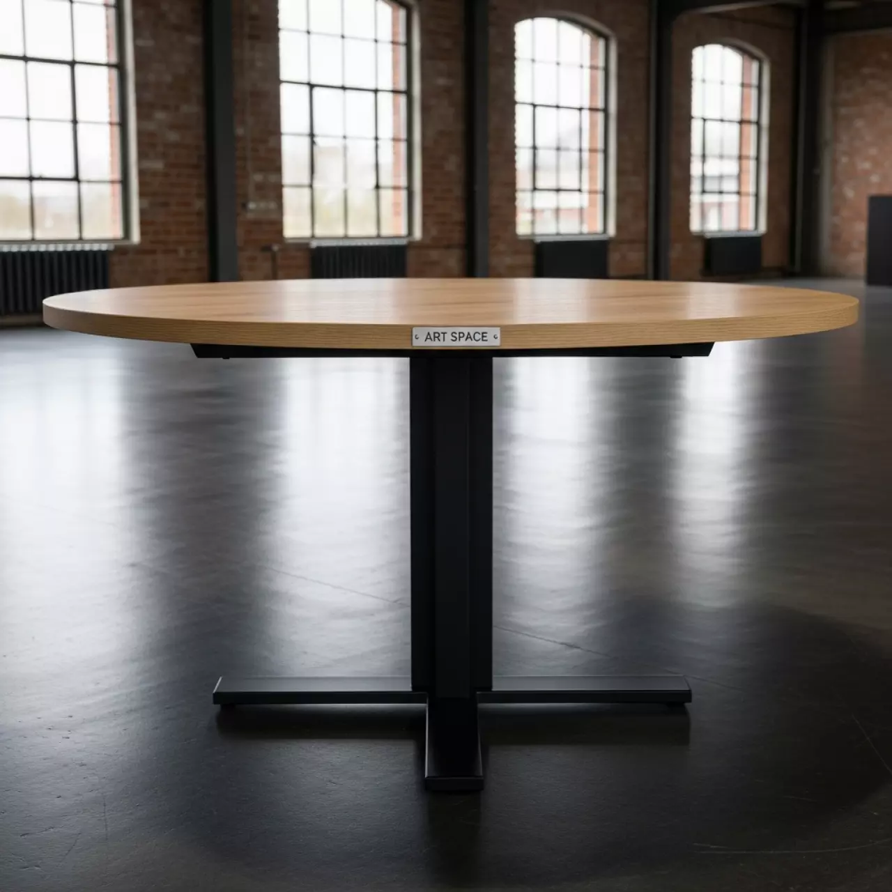 Аренда Стол круглый Стивенсон D 120 см столешница HPL дуб вотан в Gamma Sirius — ART SPACE