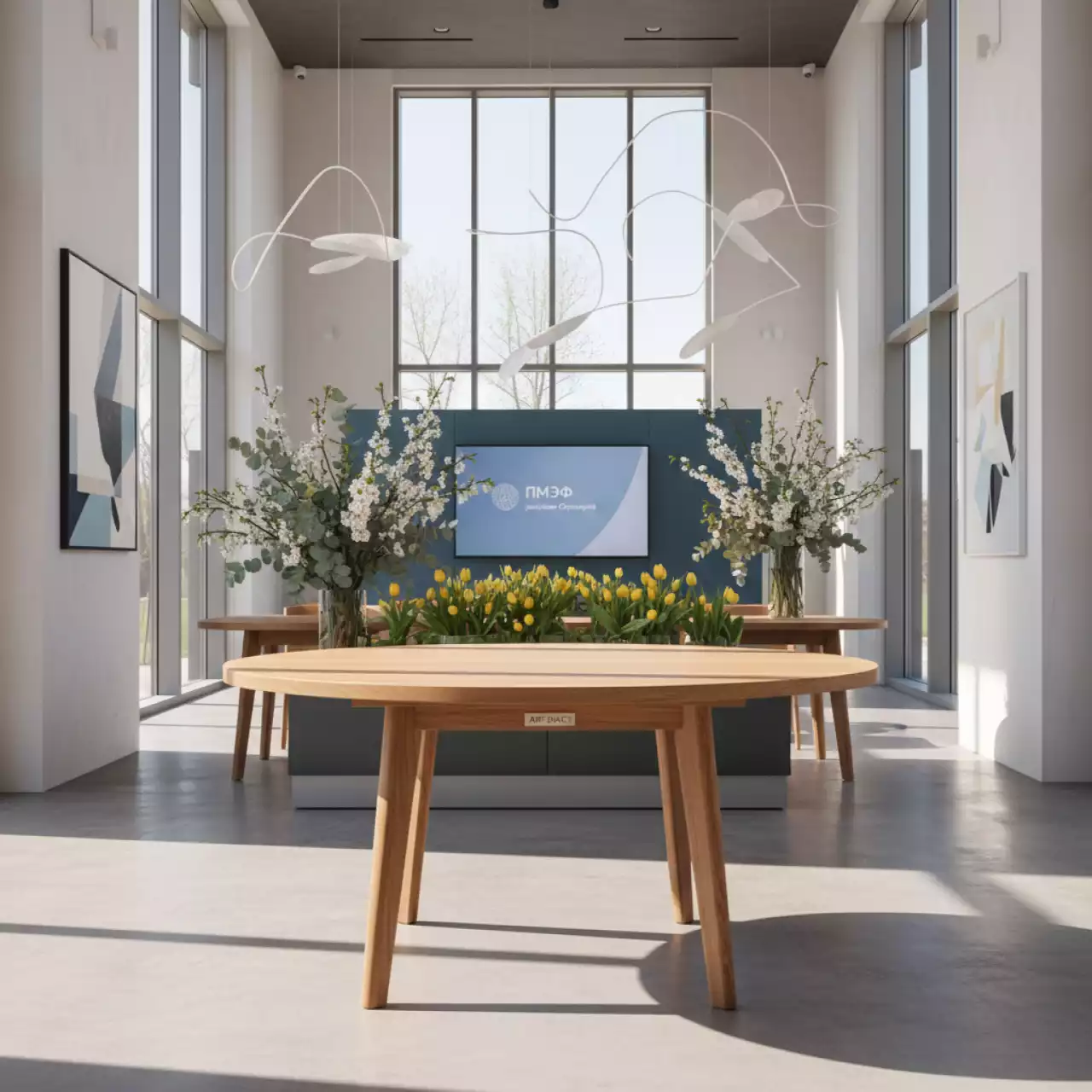 Аренда Стол круглый Turin 100 натуральный тик в ресторане «Сыроварня» — ART SPACE