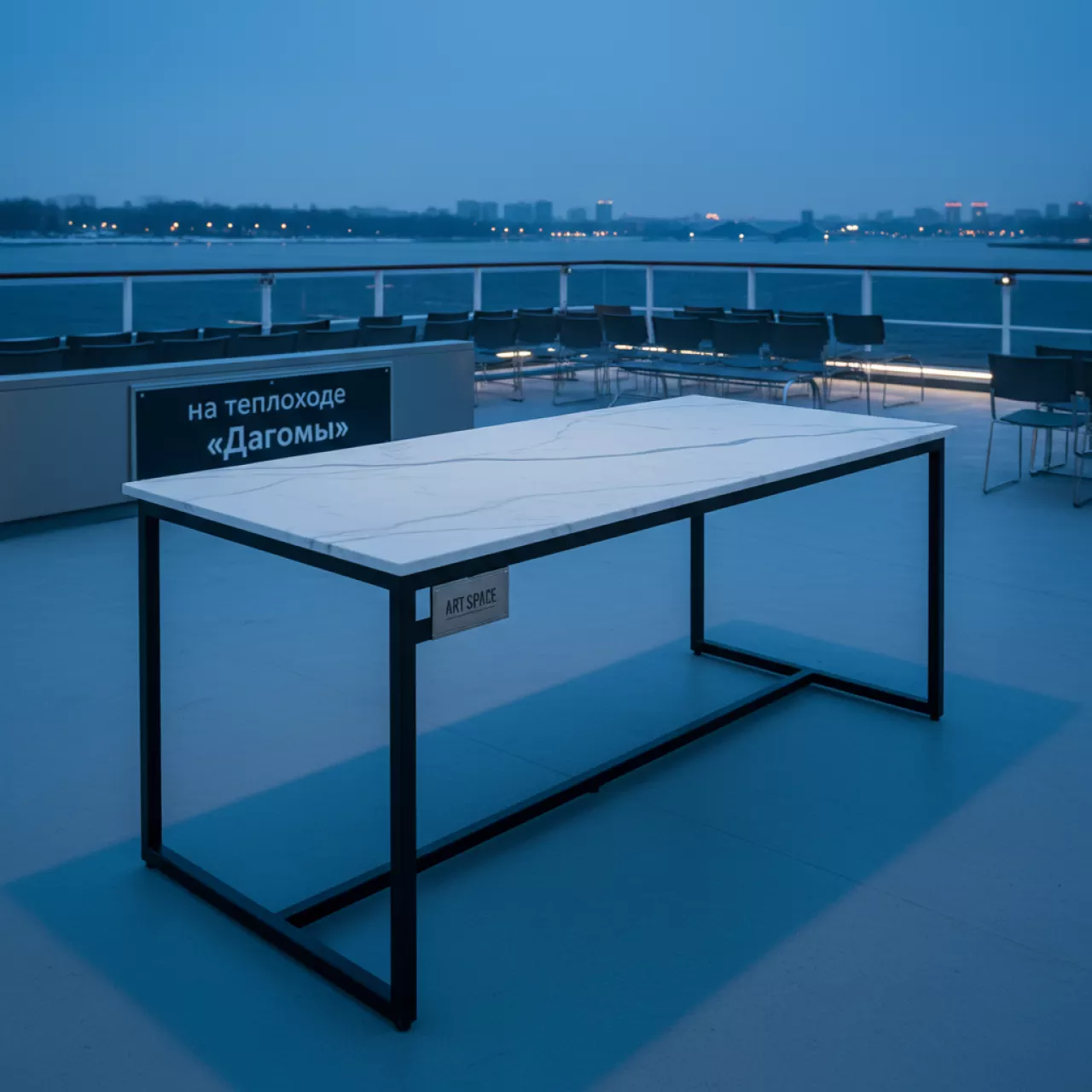 Аренда Стол кухонный Граф белый мрамор на теплоходе «Дагомыс» — ART SPACE