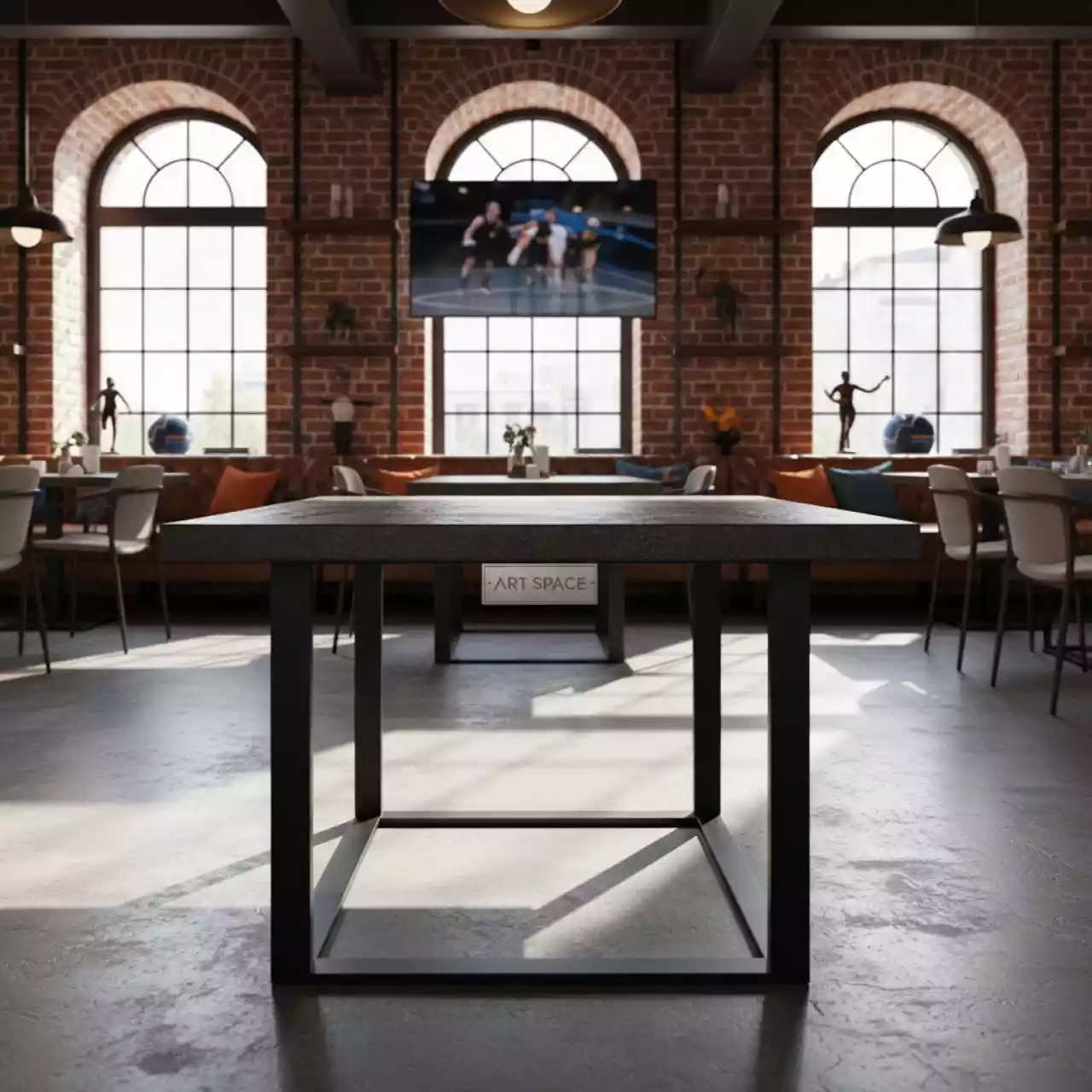 Аренда Стол квадратный Opalia алюминий керамика в ресторане «Плакучая Ива» — ART SPACE