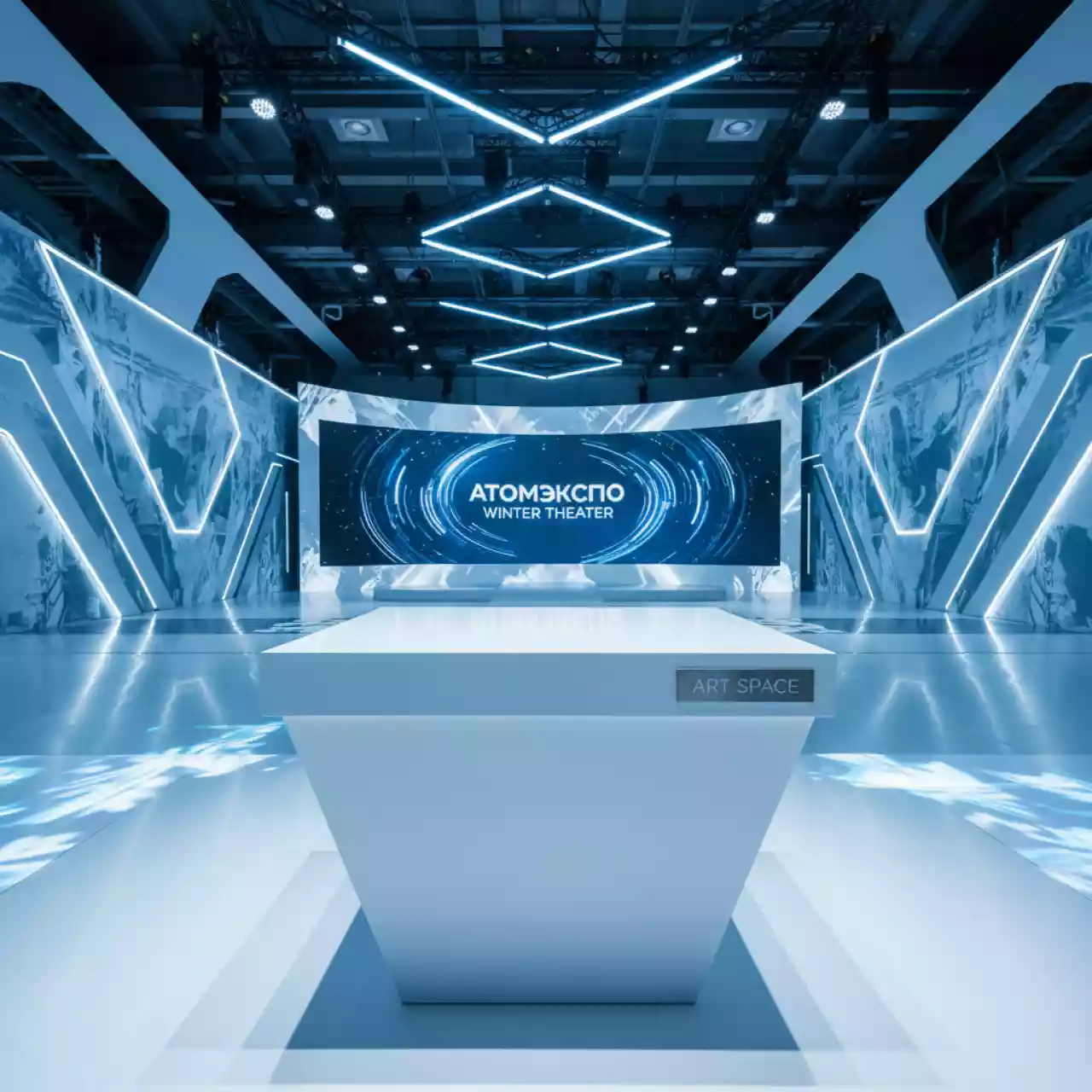 Аренда Стол квадратный пластиковый белый в Зимнем театре — ART SPACE