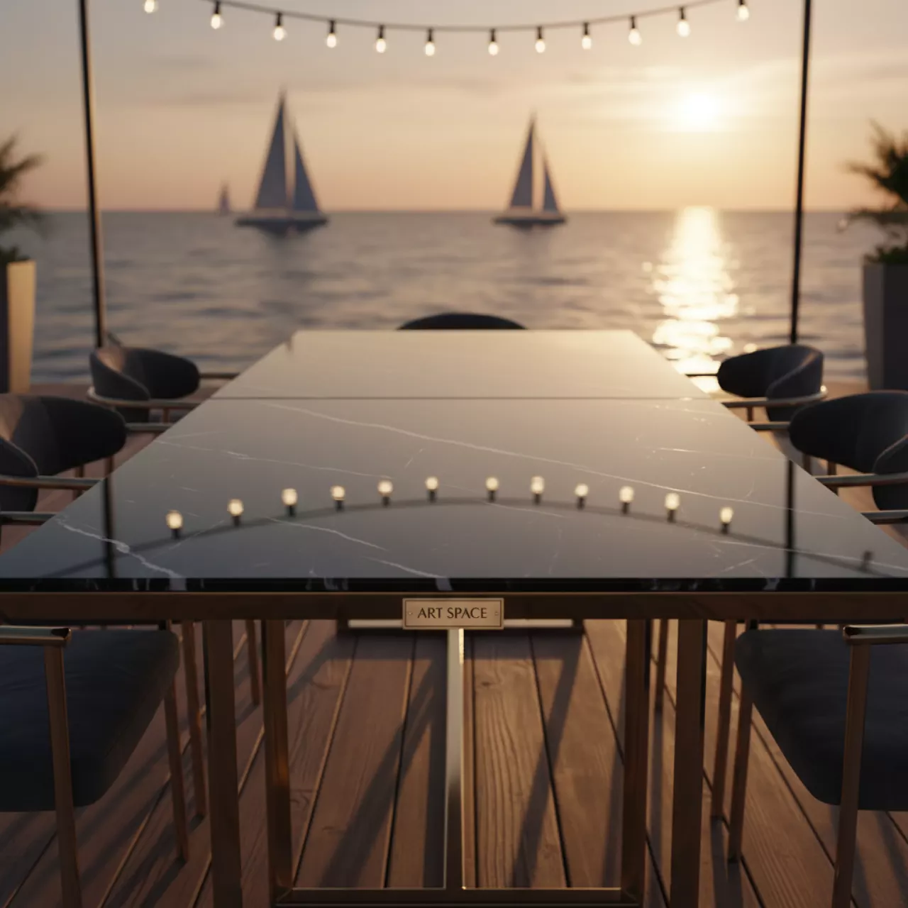 Аренда Стол Larsen закаленное стекло мрамор черный 138х83х75 см на парусной регате (Сочи) — ART SPACE