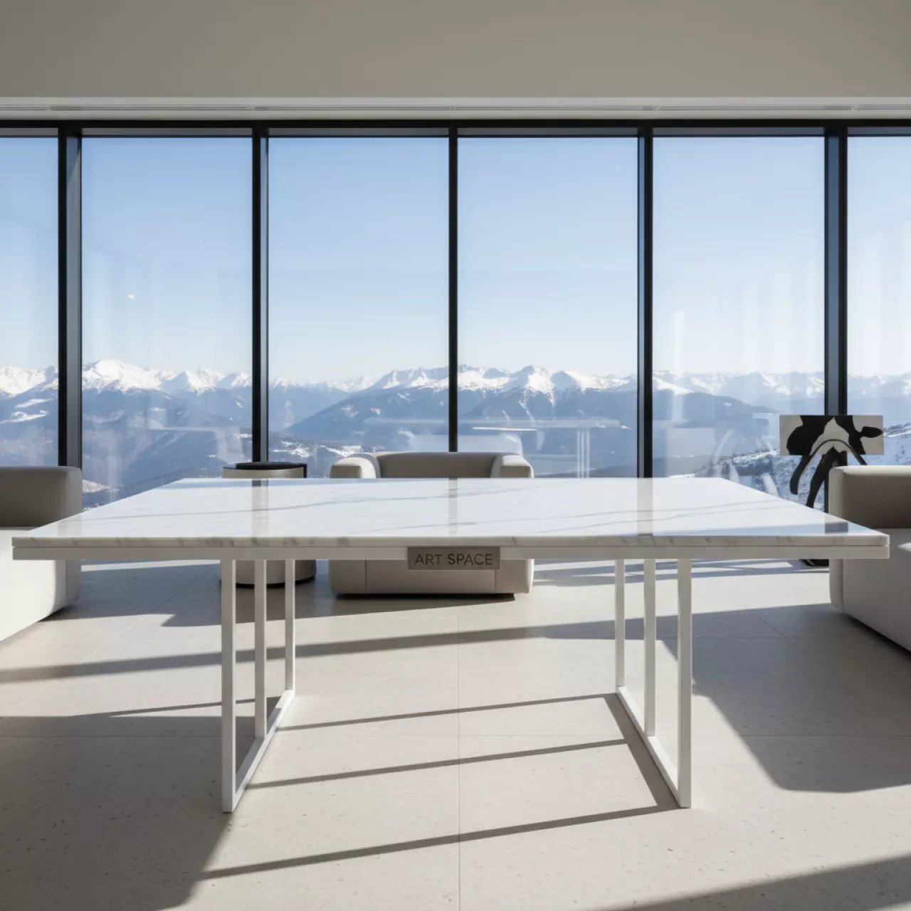 Аренда Стол Лидер 1 1200х600 белый каркас под мрамор кромка ПВХ на площадке Rosa Peak (2320м) — ART SPACE