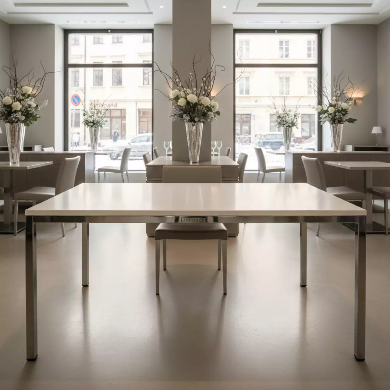 Аренда Стол Лидер 1 1200х600 белый серебро в ресторане «Sanremo» — ART SPACE