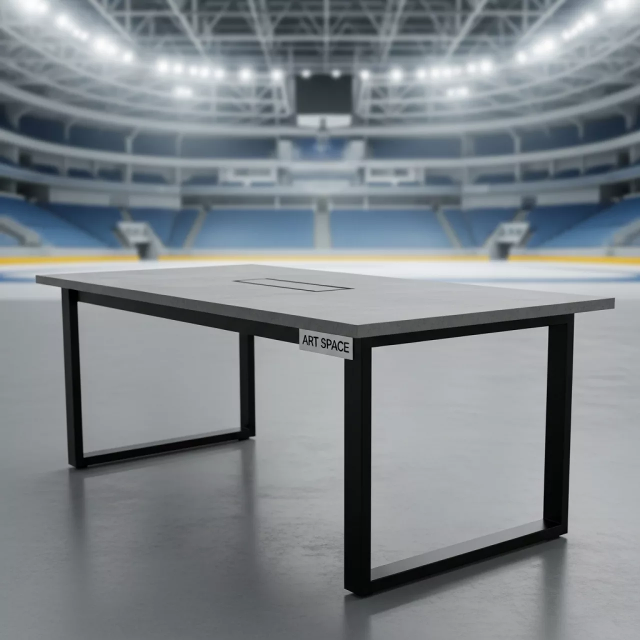 Аренда Стол Лидер 1 1200х600 каркас черный под бетон кромка ПВХ без отбойников в Ледовом дворце «Айсберг» — ART SPACE
