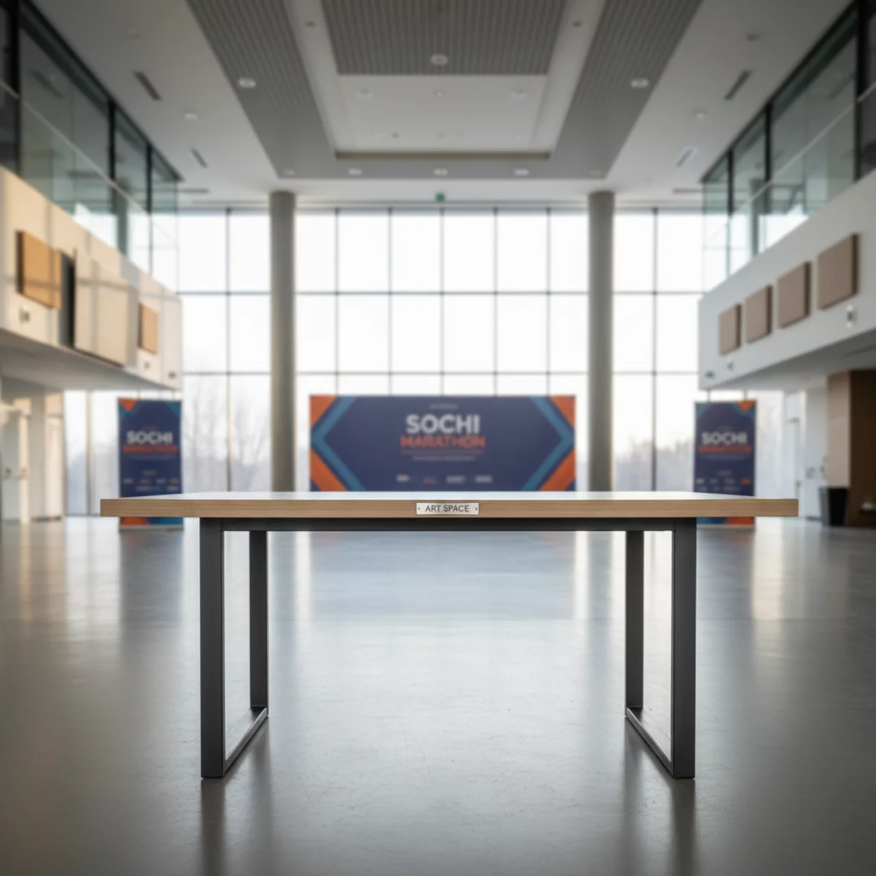 Аренда Стол Лидер 1 1200х600 ясень кромка ПВХ шампань без отбойников в конгресс-холле отеля Жемчужина — ART SPACE