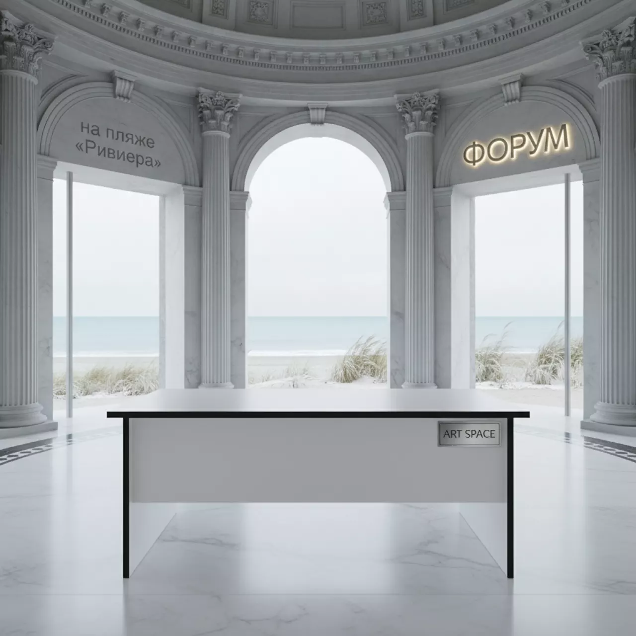Аренда Стол Лидер 1 1200х800 белый черный кромка ПВХ на пляже «Ривьера» — ART SPACE
