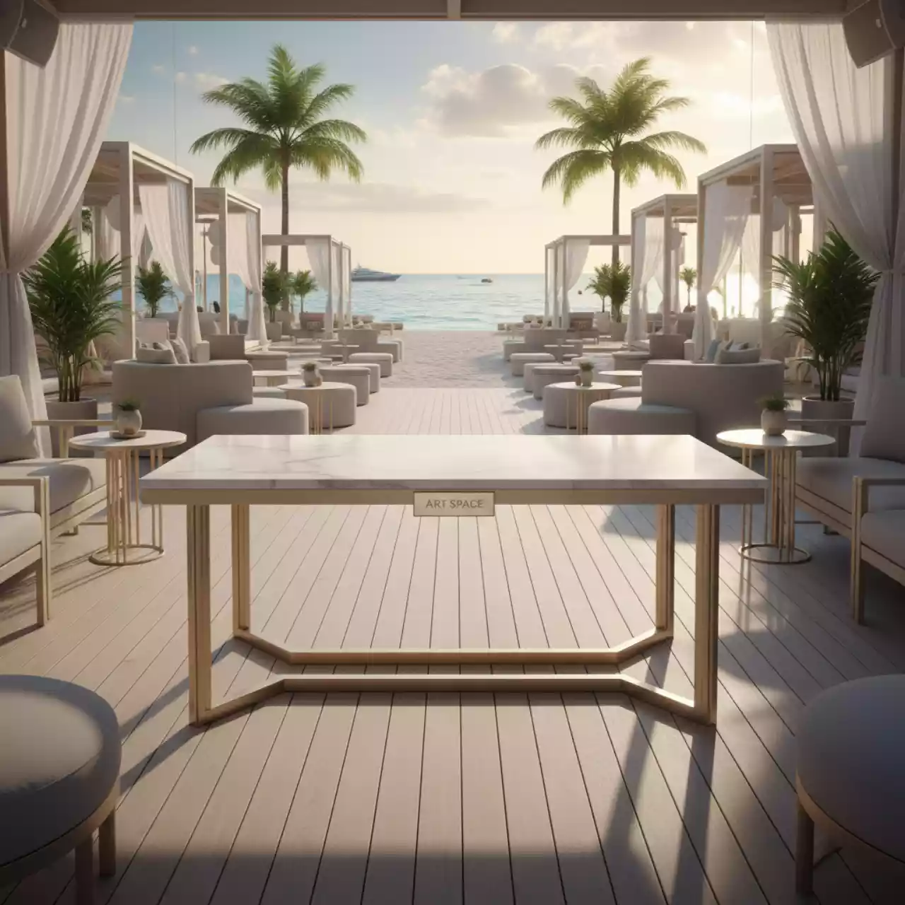 Аренда Стол Лидер 1 1300х800 белый каркас шампань на пляжных клубах Хосты — ART SPACE