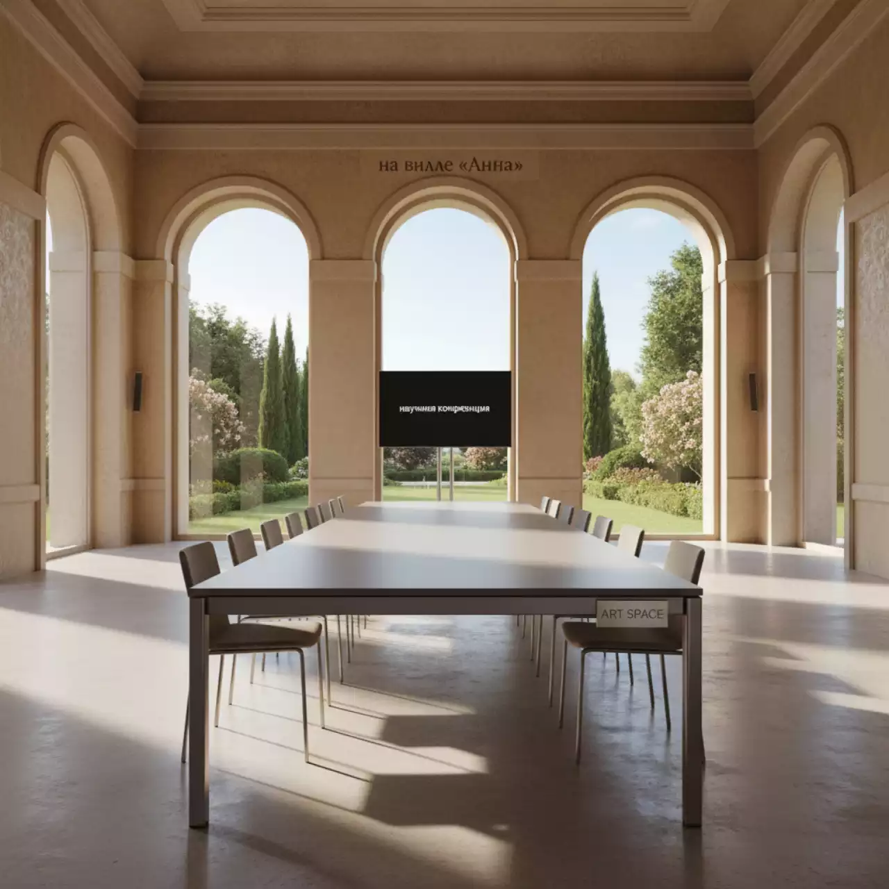 Аренда Стол Лидер 1 1300х800 серый шампань кромка ПВХ на вилле «Анна» — ART SPACE
