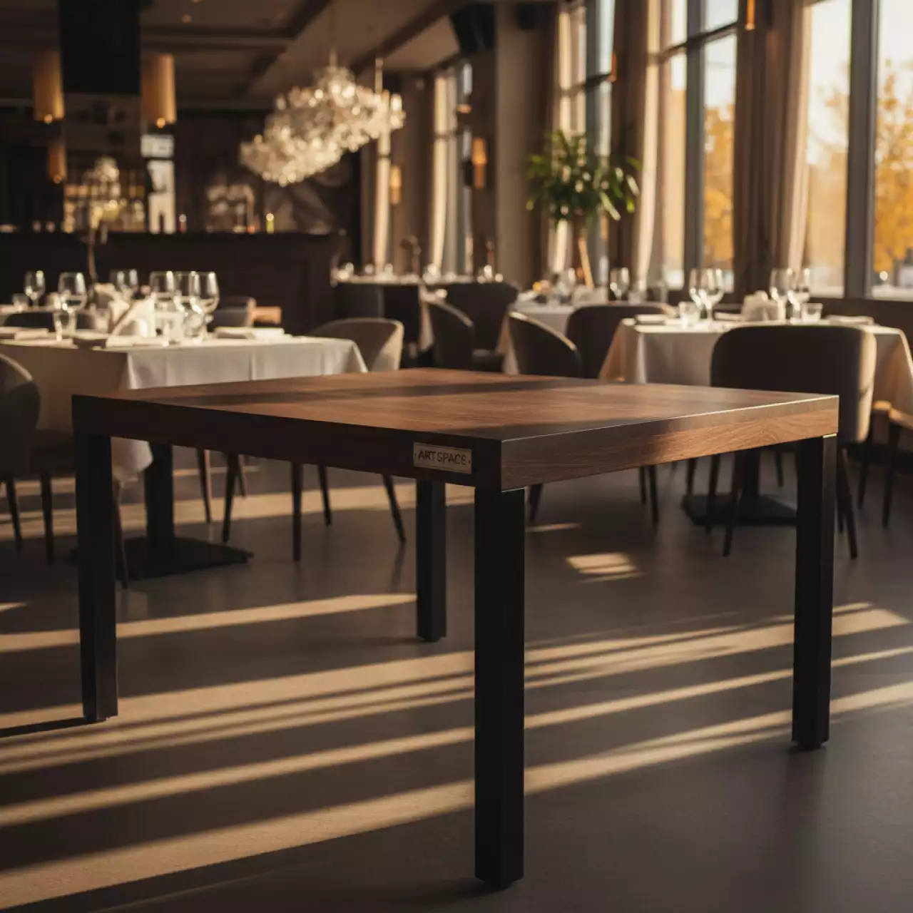 Аренда Стол Лидер 1 1300х800 венге черный без отбойников в ресторане «Магадан» — ART SPACE