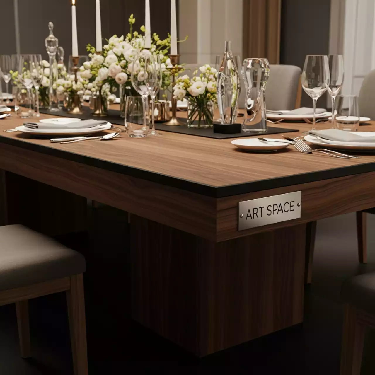 Аренда Стол Лидер 1 1500х900 орех черный кромка ПВХ в Stella di Mosca — ART SPACE