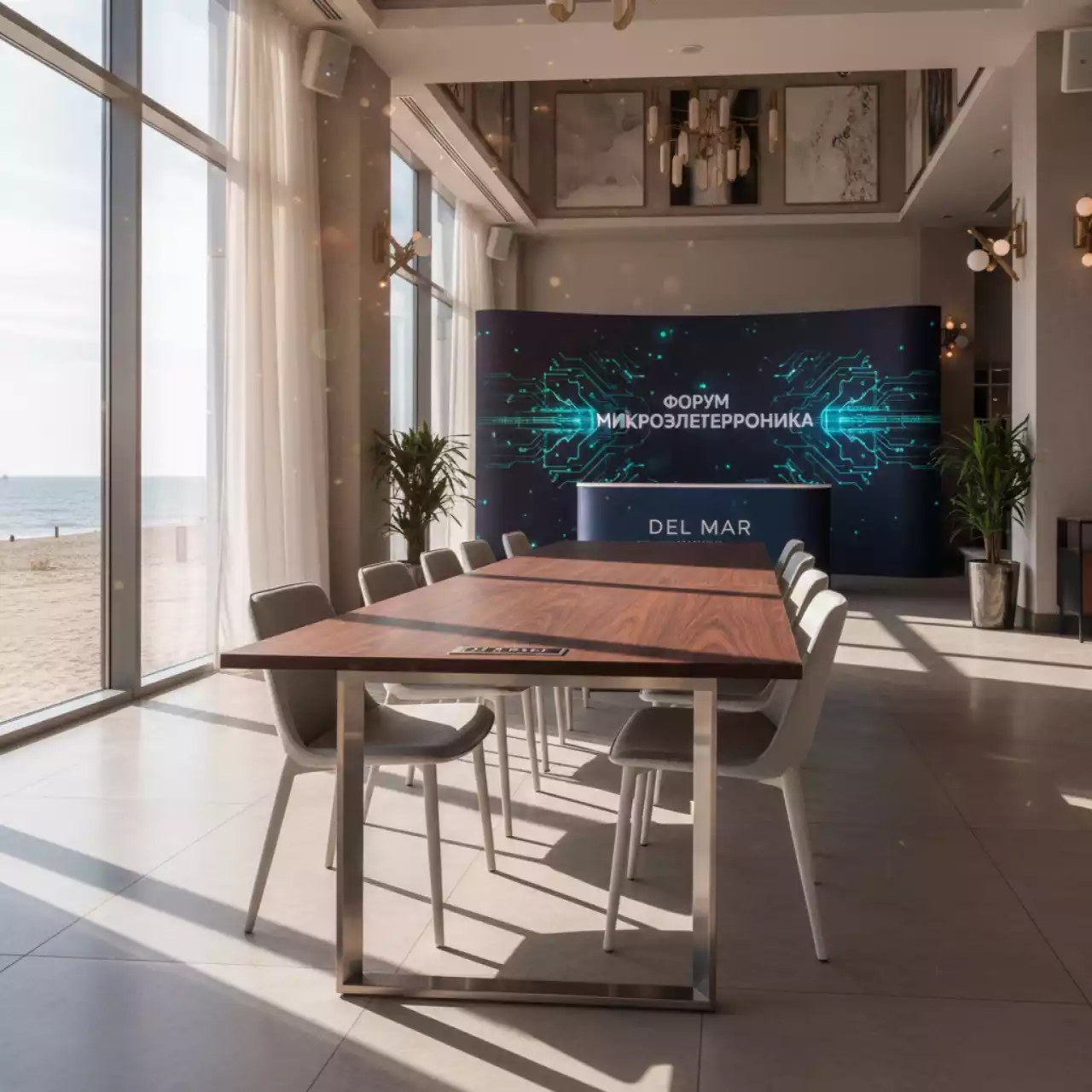 Аренда Стол Лидер 1 1500х900 орех серебро в пляжном клубе Del Mar — ART SPACE