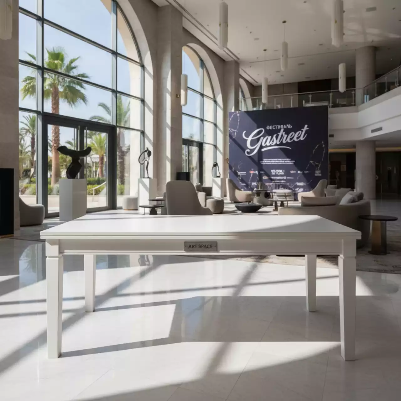 Аренда Стол Лидер 1 белый шампань кромка ПВХ 1200х600 в Сочи Парк Отеле — ART SPACE