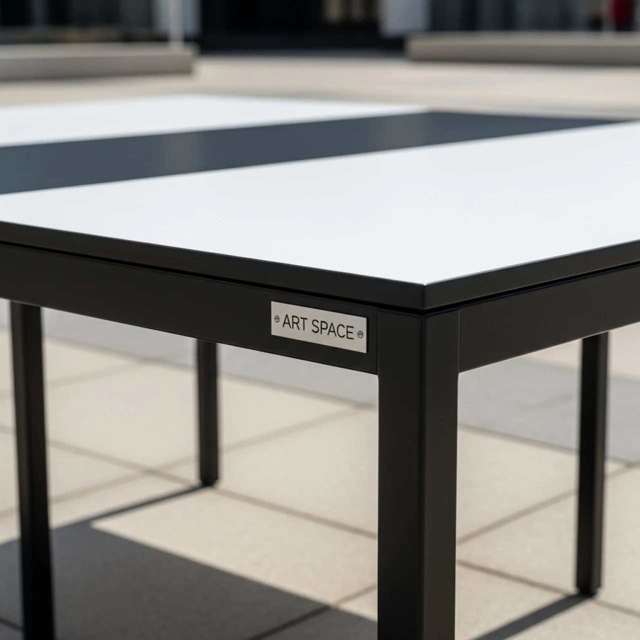Аренда Стол Лидер 1 черно белый кромка ПВХ без отбойников 900х600 на Медальной площади — ART SPACE