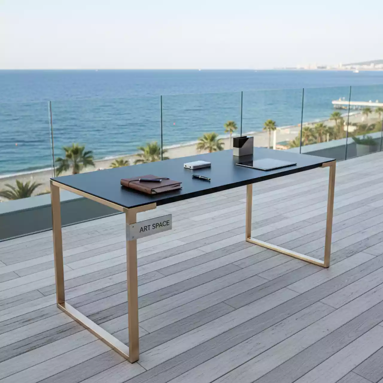 Аренда Стол Лидер 1 черный шампань на пляже «Ривьера» — ART SPACE