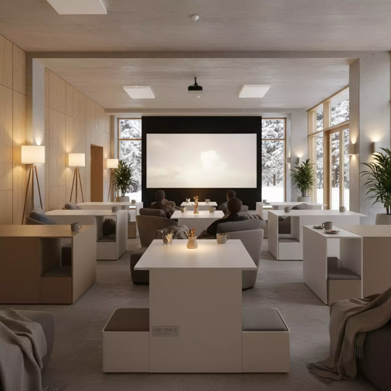 Аренда Стол Лидер 1 с подставкой для ног 900х600 бежевый белый в санатории «Октябрьский» — ART SPACE