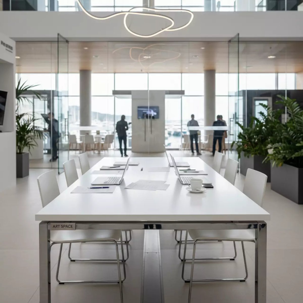 Аренда Стол Лидер 1 с регулировкой ножек по высоте 900х600 белый серебро на территории Морпорта Сочи — ART SPACE