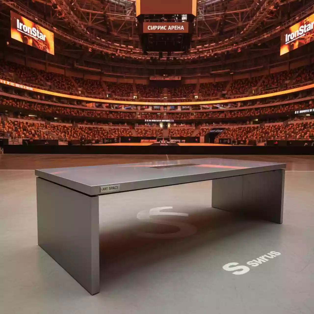 Аренда Стол Лидер 1 серый серебро 1500х900 в Сириус Арене — ART SPACE