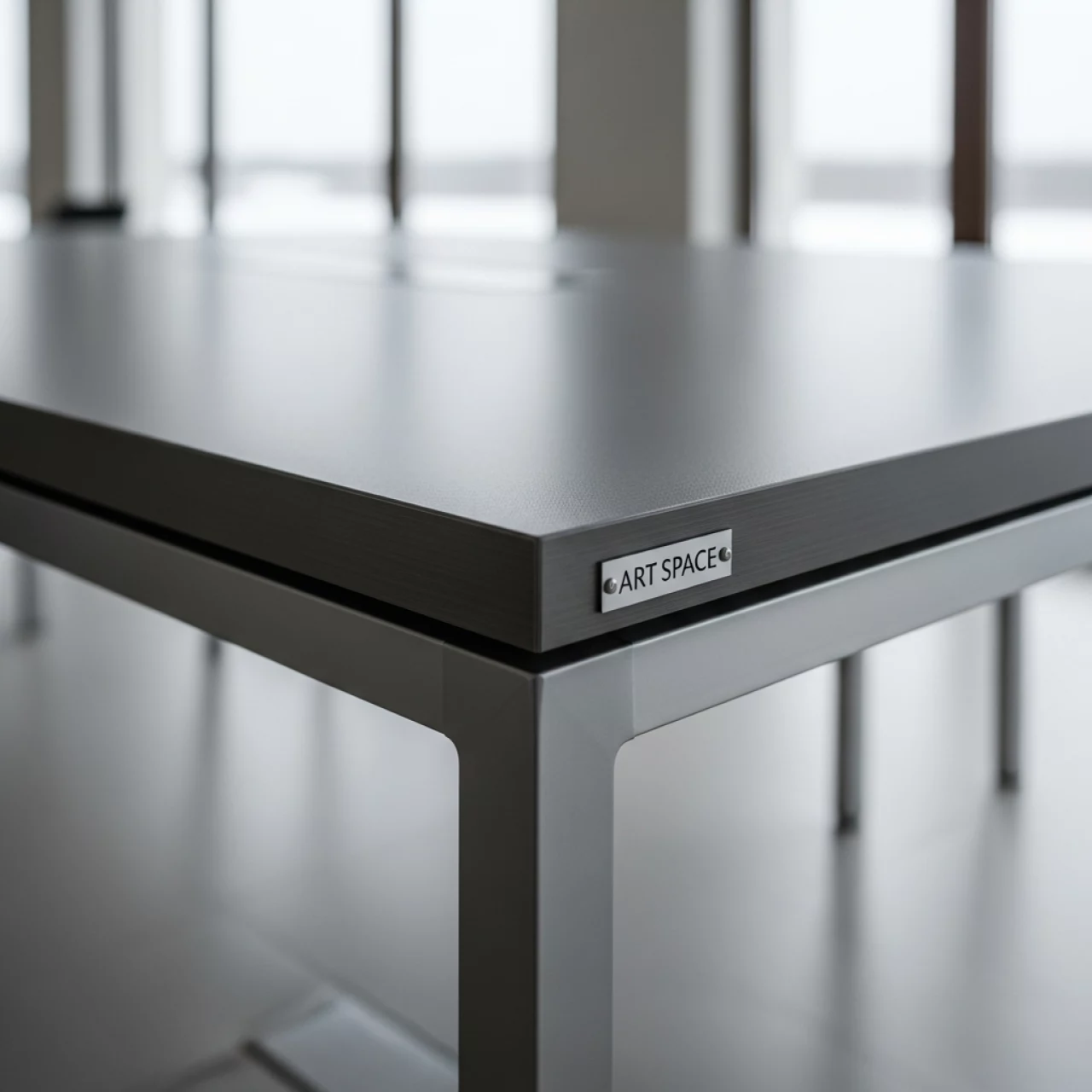 Аренда Стол Лидер 1 серый серебро кромка ПВХ 900х600 на вилле «Анна» — ART SPACE