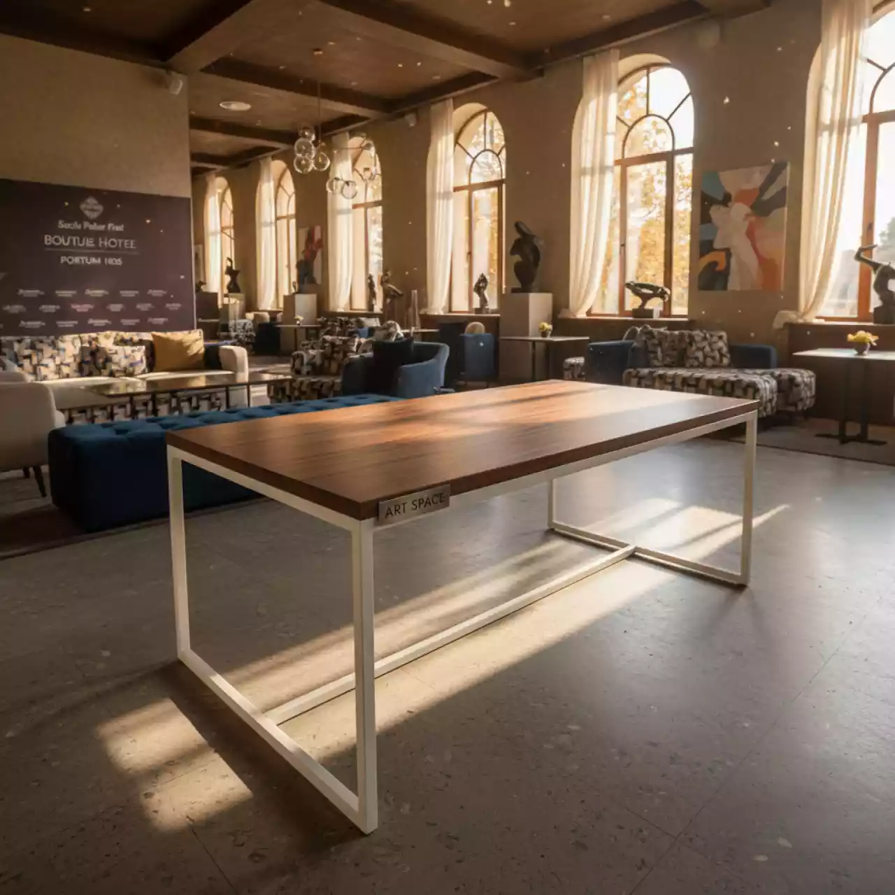 Аренда Стол Лидер 1 венге каркас белый 1200х800 мм в Boutique Hotel PORTUM 1905 — ART SPACE